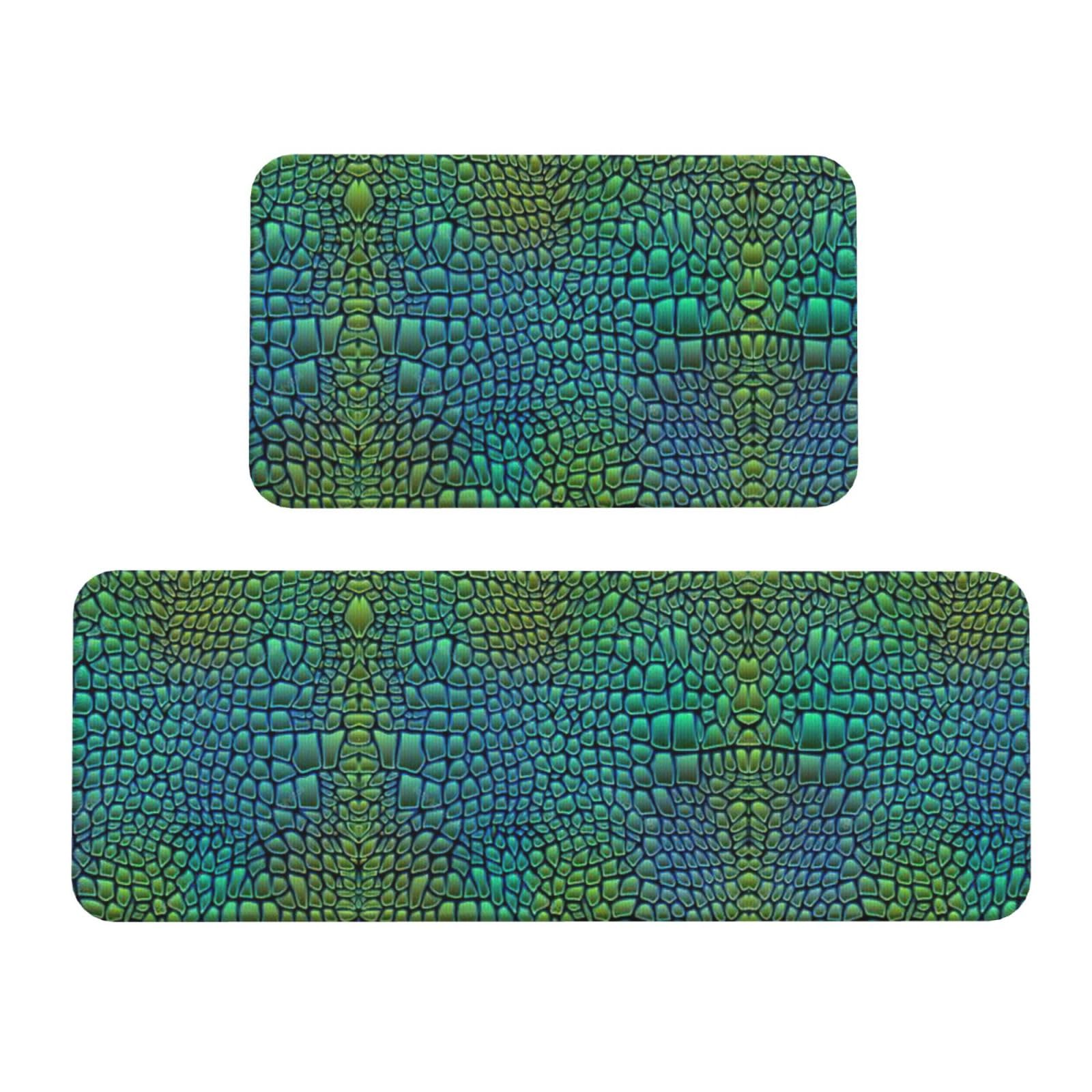 Lot de 2 tapis de sol antidérapants et rembourrés motif alligator imperméables pour cuisine
