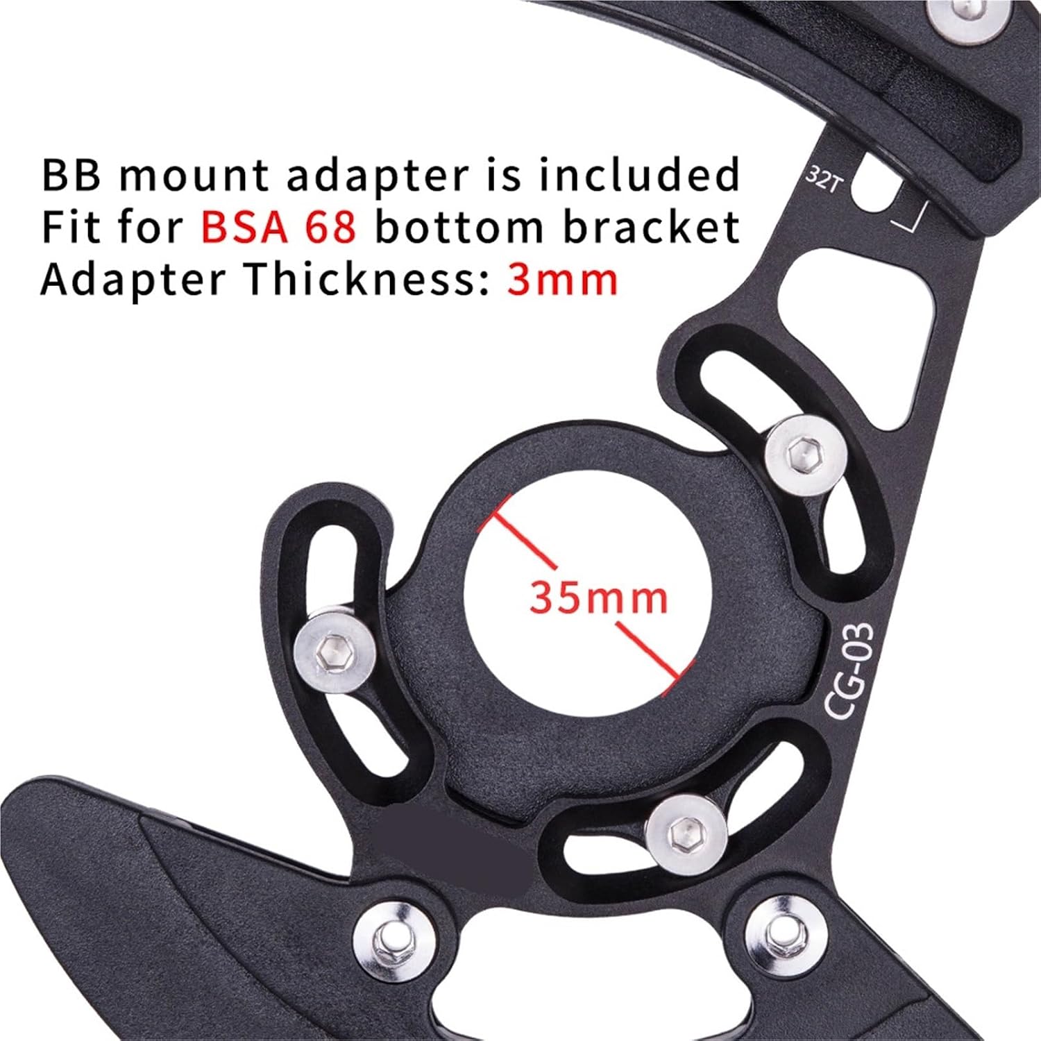 Genérico ISCG05 MTB Chain Guide with Chainring Guard Pulley Chain Stabilizer 32-38T Compatible with BSA CG04 1x Mountain Bike Parts