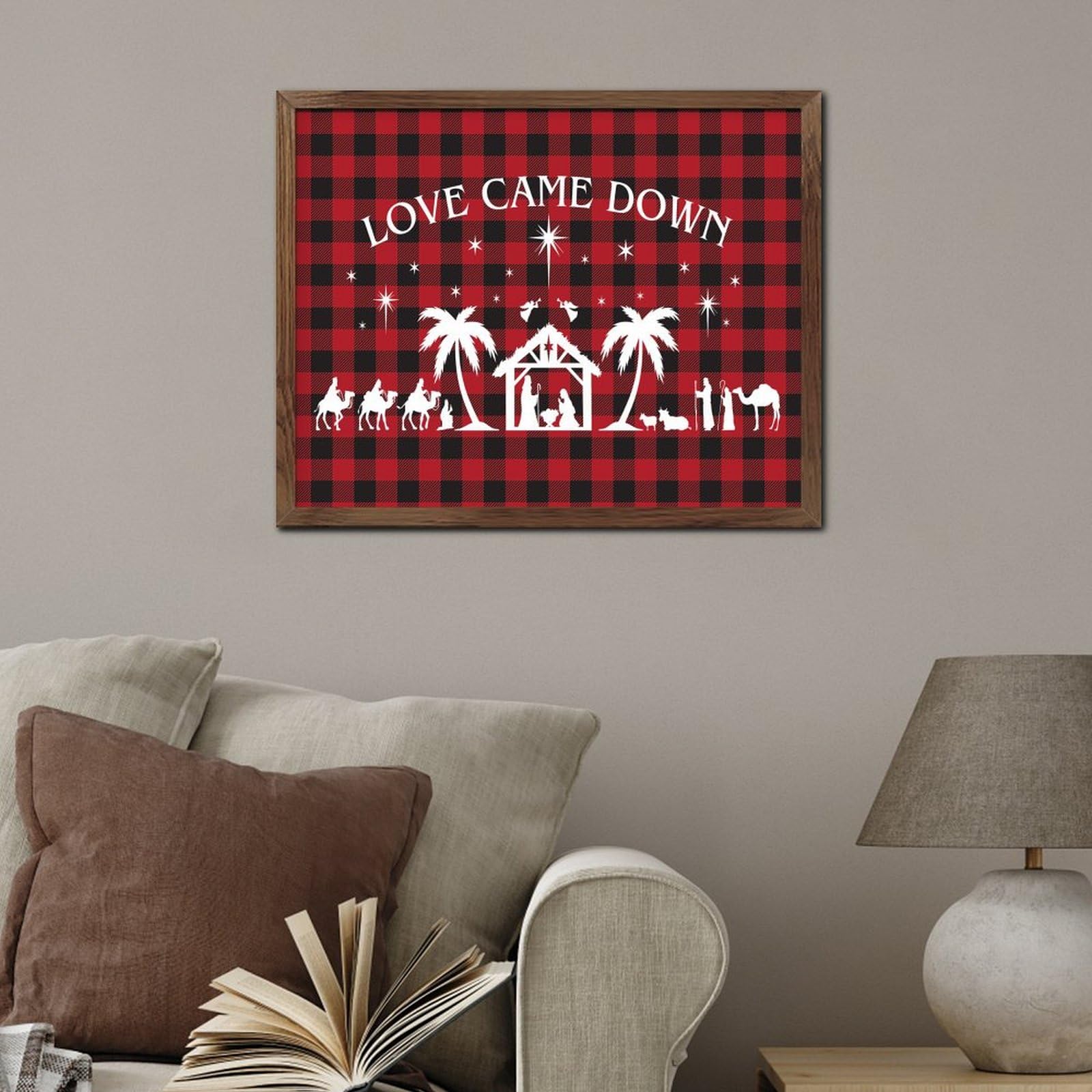 Cartello da parete in legno con scritta "Love Came Down", decorazione artistica da parete personalizzata per cristiani cattolici, segni religiosi, cartello da appendere per tavolo, cucina, porta