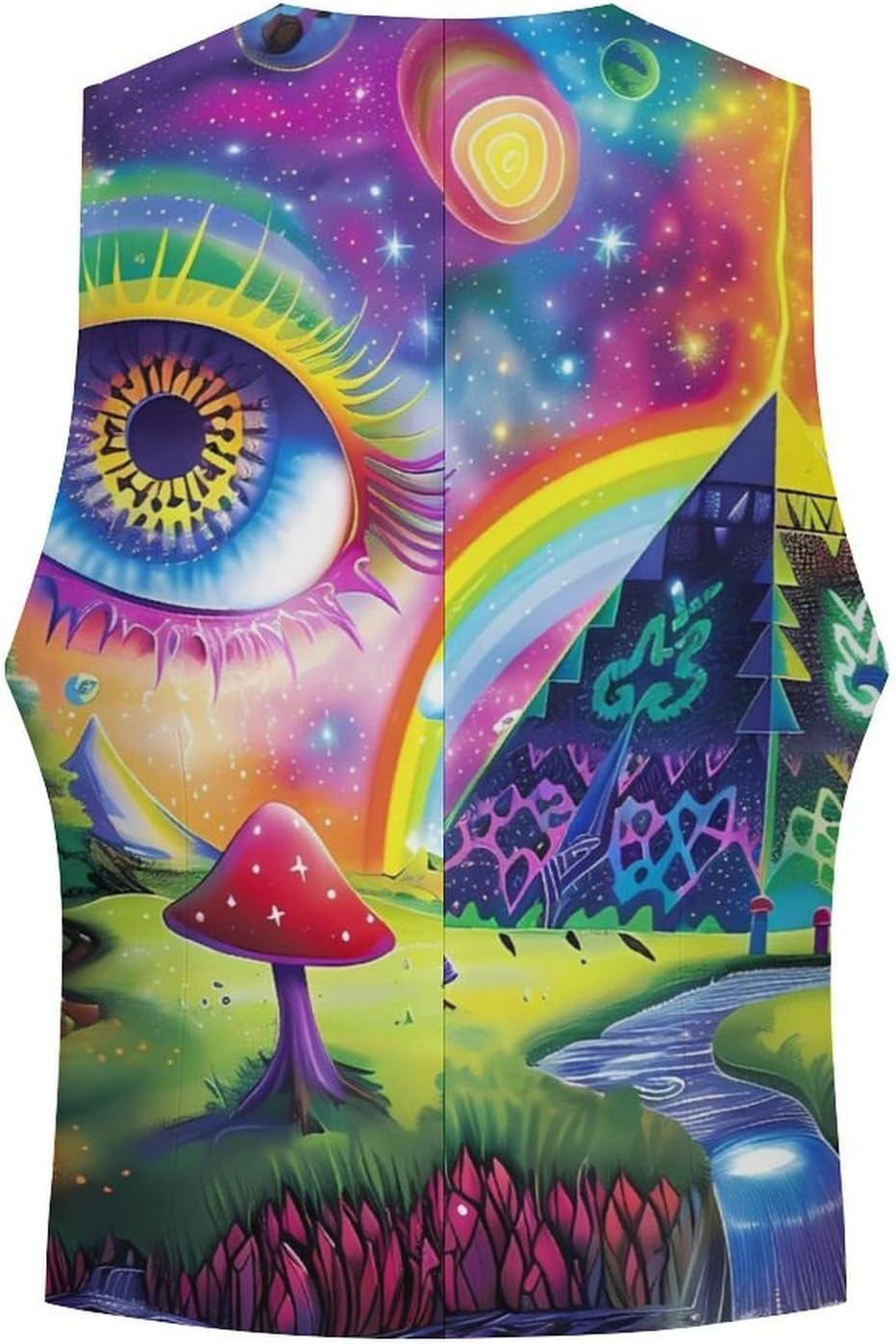 Magic Evil Eyes Mushroom Egyptian Pyramid Novelty Men's Suit Vest Casual Formal Dress Vests Business Waistcoat