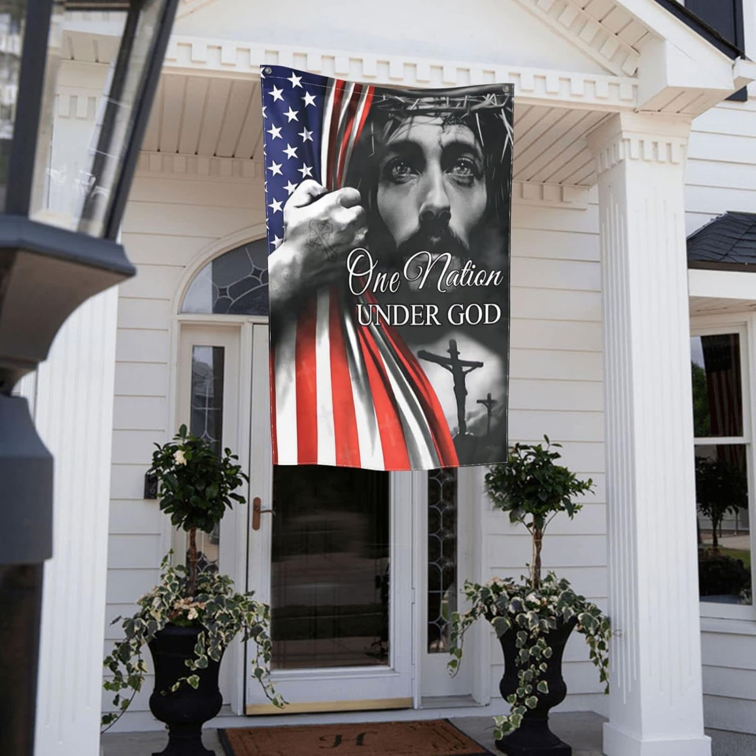 4x6 ft One Nation Under God Flag American Jesus Christian Flag God Christ House Flag God Bless USA 2022 Flag For Outdoor Decor
