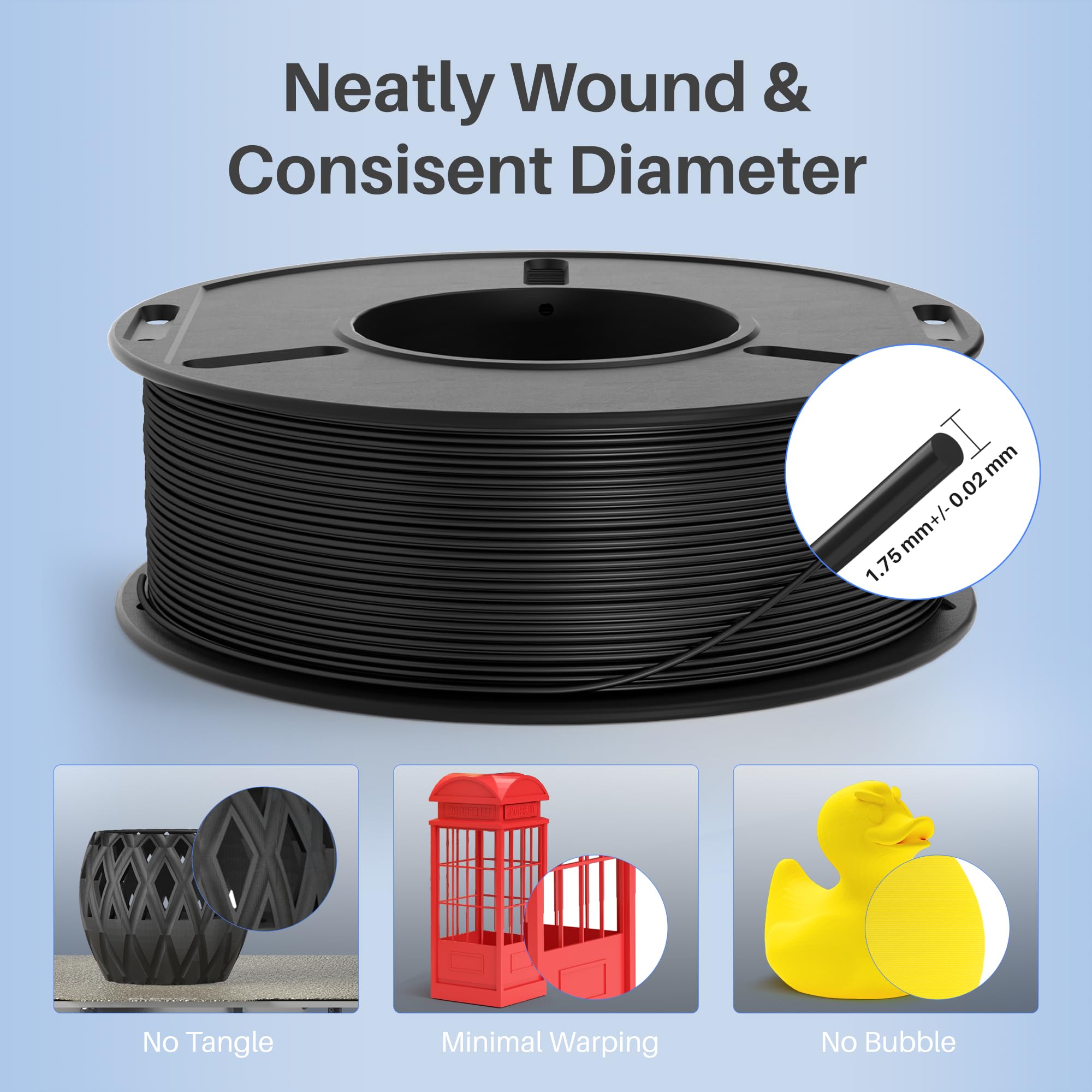 ELEGOO Pakiet 8 szpulek filamentu RAPID PLA+ 250g 1,75 mm, 8 kolorów filamentu do drukarki 3D, wysoka prędkość druku 30-600 mm/s, dokładność wymiarowa +/- 0,02 mm, 8 szpulek po 250g