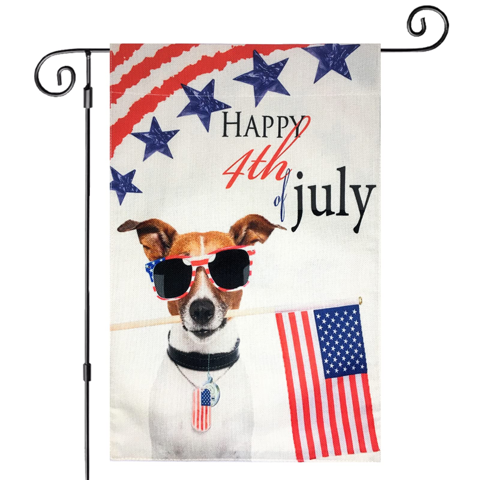 MYLYWOO Funny Flags Dog Garden Flags 12x18 Double Sided, Happy 4th of July Outdoor Flag, American Flag with Loyal Cute Spe...