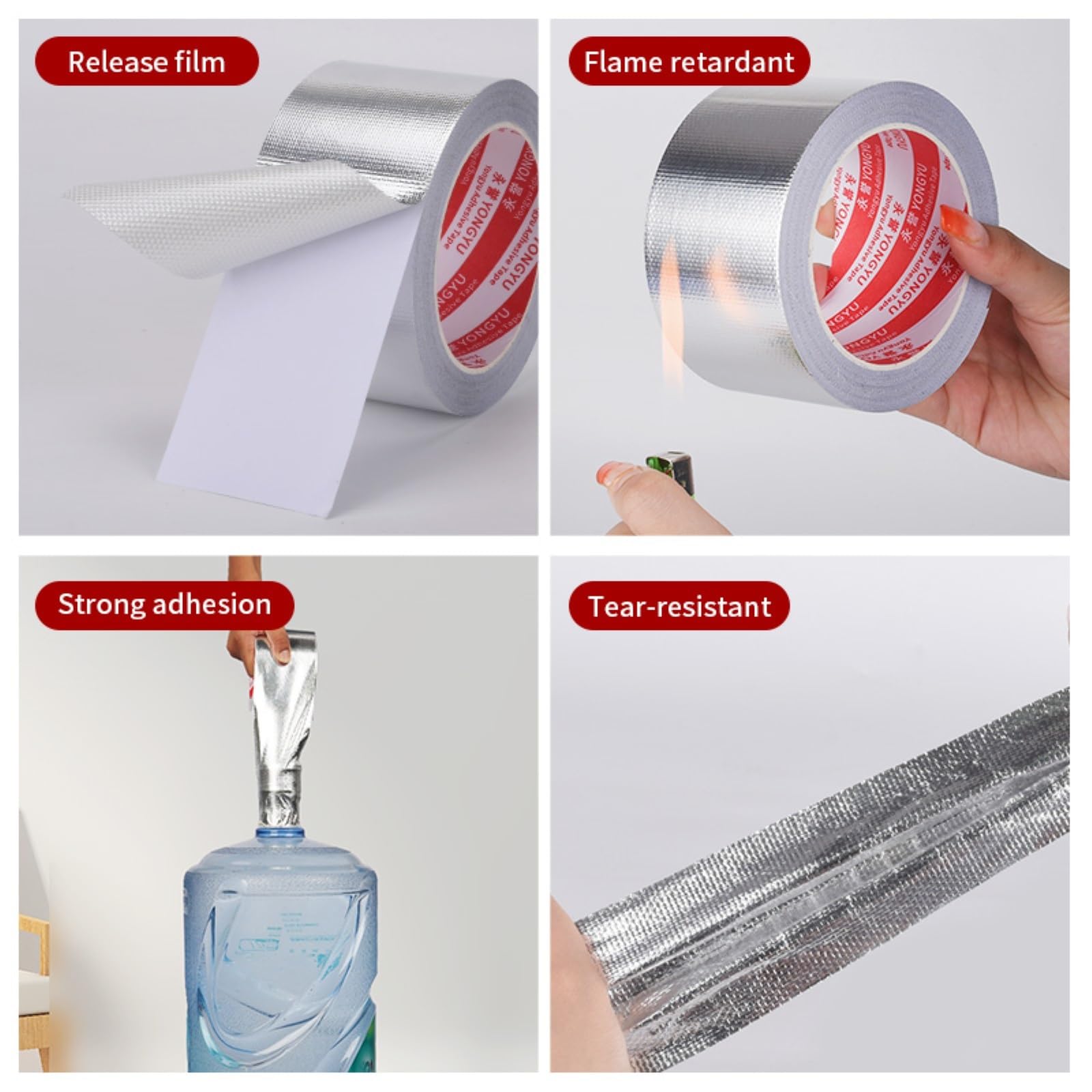 1 szt. 20-metrowa taśma aluminiowa odporna na wysokie temperatury – wytrzymała izolacja dachów, okien, kamperów i innych zastosowań(20mx0.15mmx40mm)