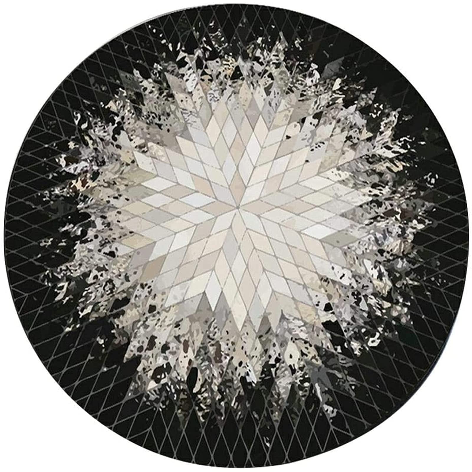 Tapis rond 3D noir beige pour sublimer l'ambiance chaleureuse de votre chambre à coucher