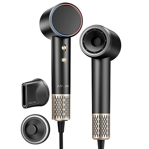ANLAN ion Hair Dryer, Hair Dryer with Unique 120,000 RPM brushless Motor, 100 Million Negative ions, Dries Quickly and Intelligent Temperature Control, for Home, Salon, Travel