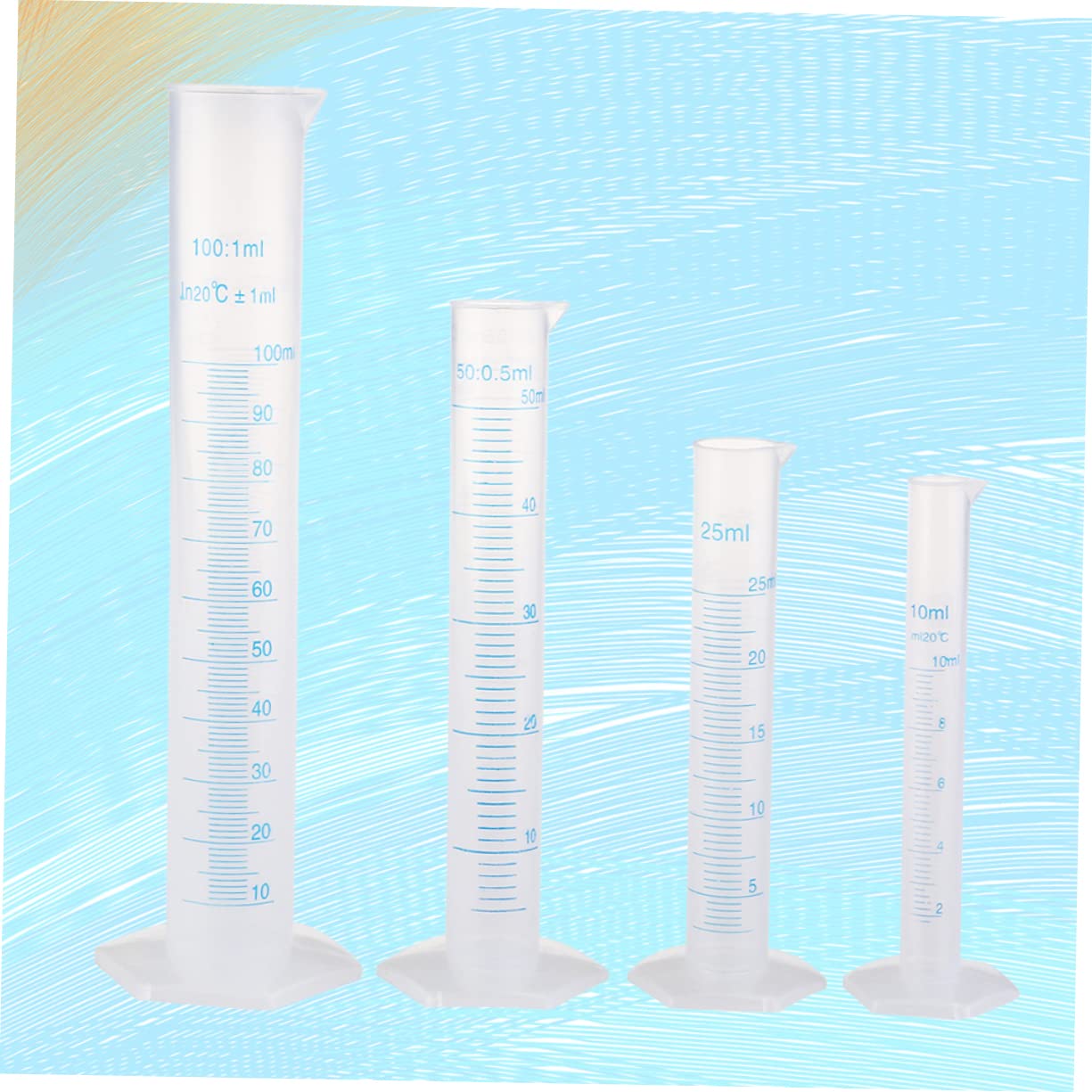8pcs Graduated Measure Cylinder Plastic Hexagonal Base Sturdy and Precise for Lab and Home