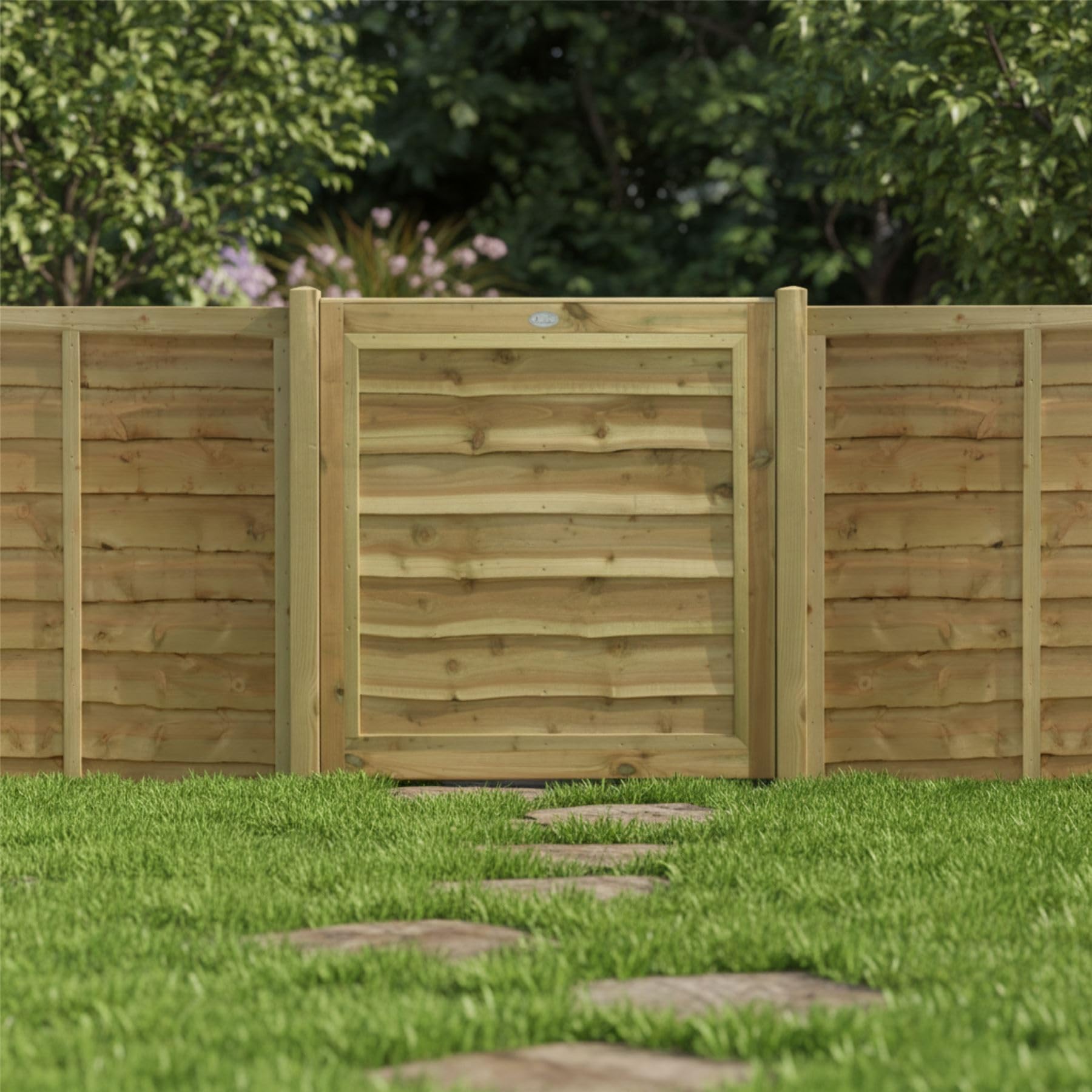 Premier Lap Wooden Garden Gate, 3ft x 3ft with Horizontal Boards | 90cm High x 90cm Wide, Decorative, Pressure Treated Timber, Paintable, Pedestrian Rear Gate Entry, for Side Entrance
