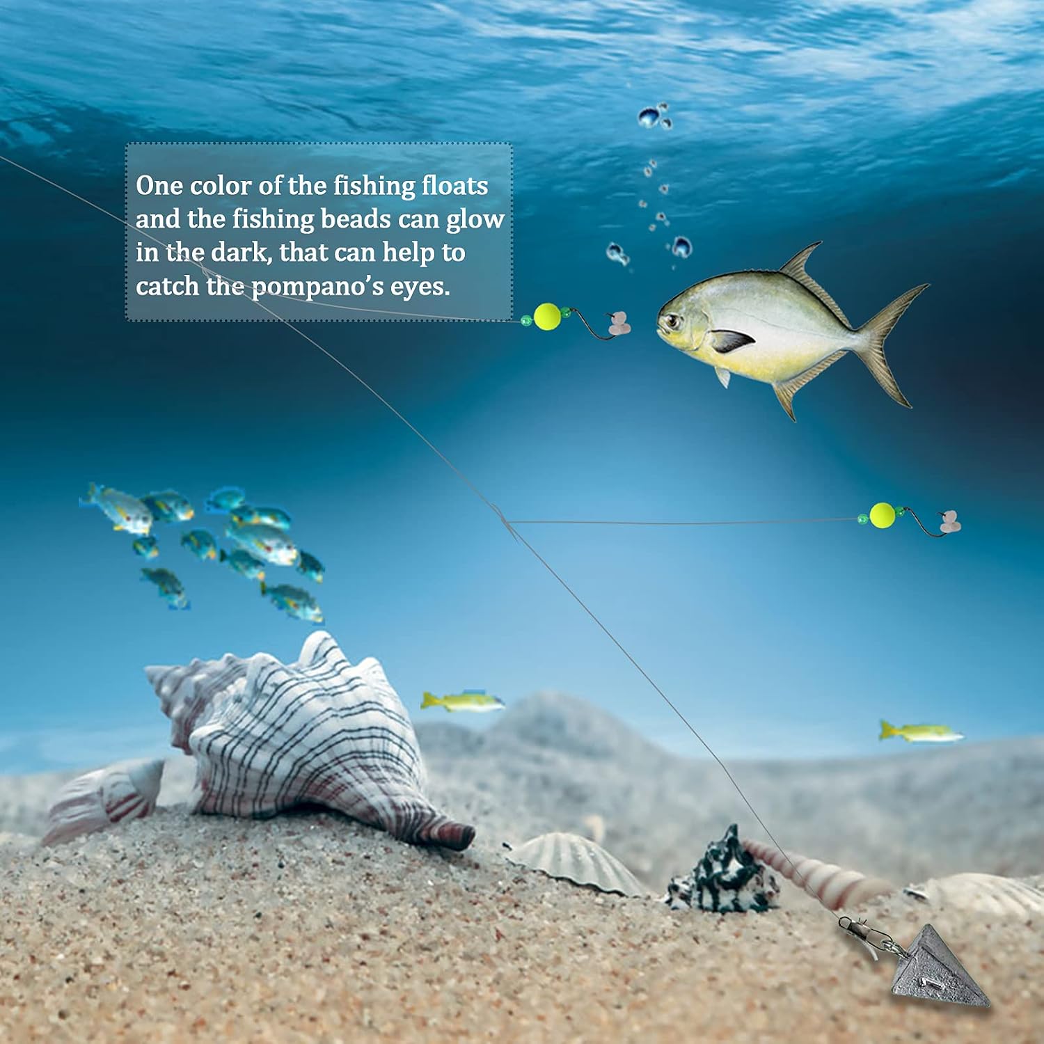 Dovesun 220Pcs Pompano Rig Kit Surf Fishing Pompano Rig Floats Fishing Beads Fishing Hooks Accessories Kit - Image 5
