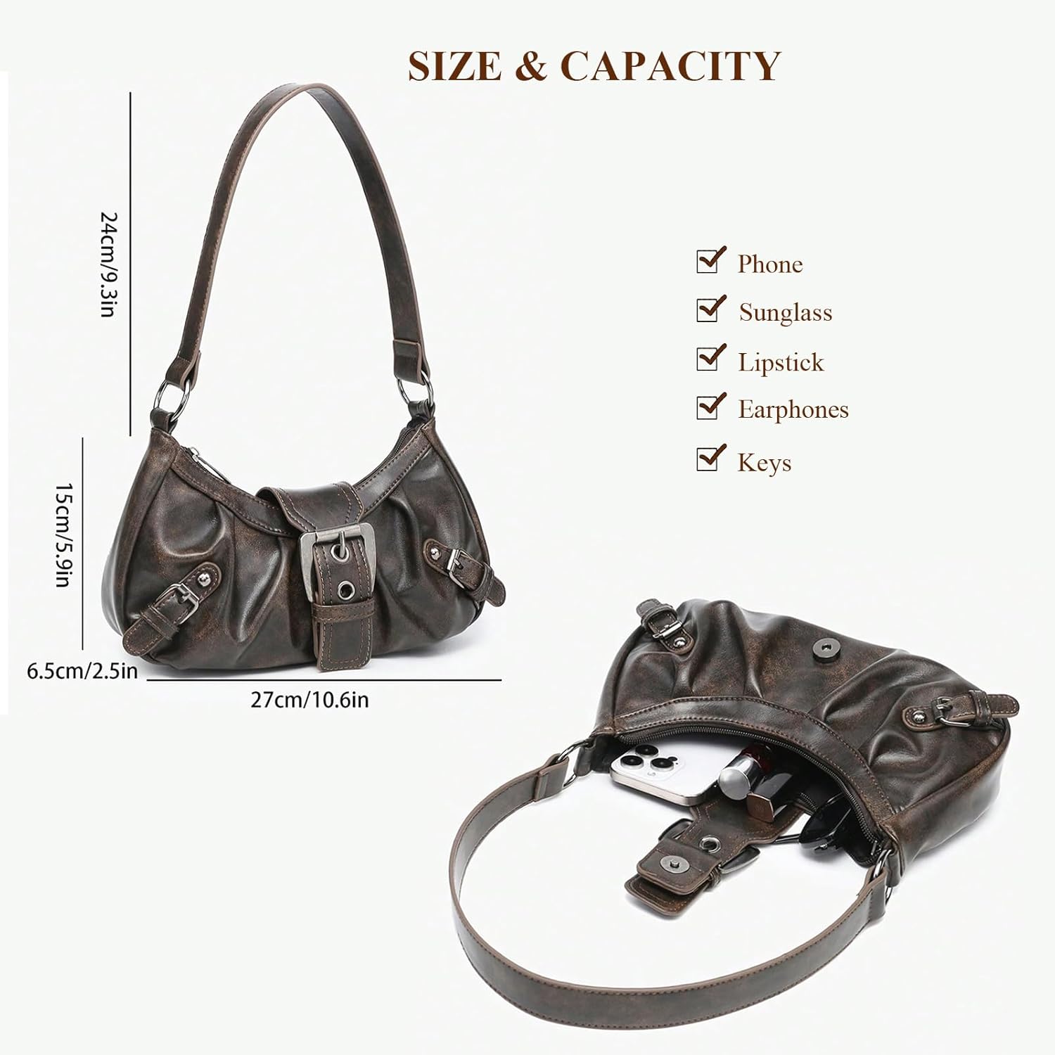 Shoulder Bag for Women Top Handle Handbag Purse Y2K Hobo Clutch Small Punk Purse Trendy - Image 4