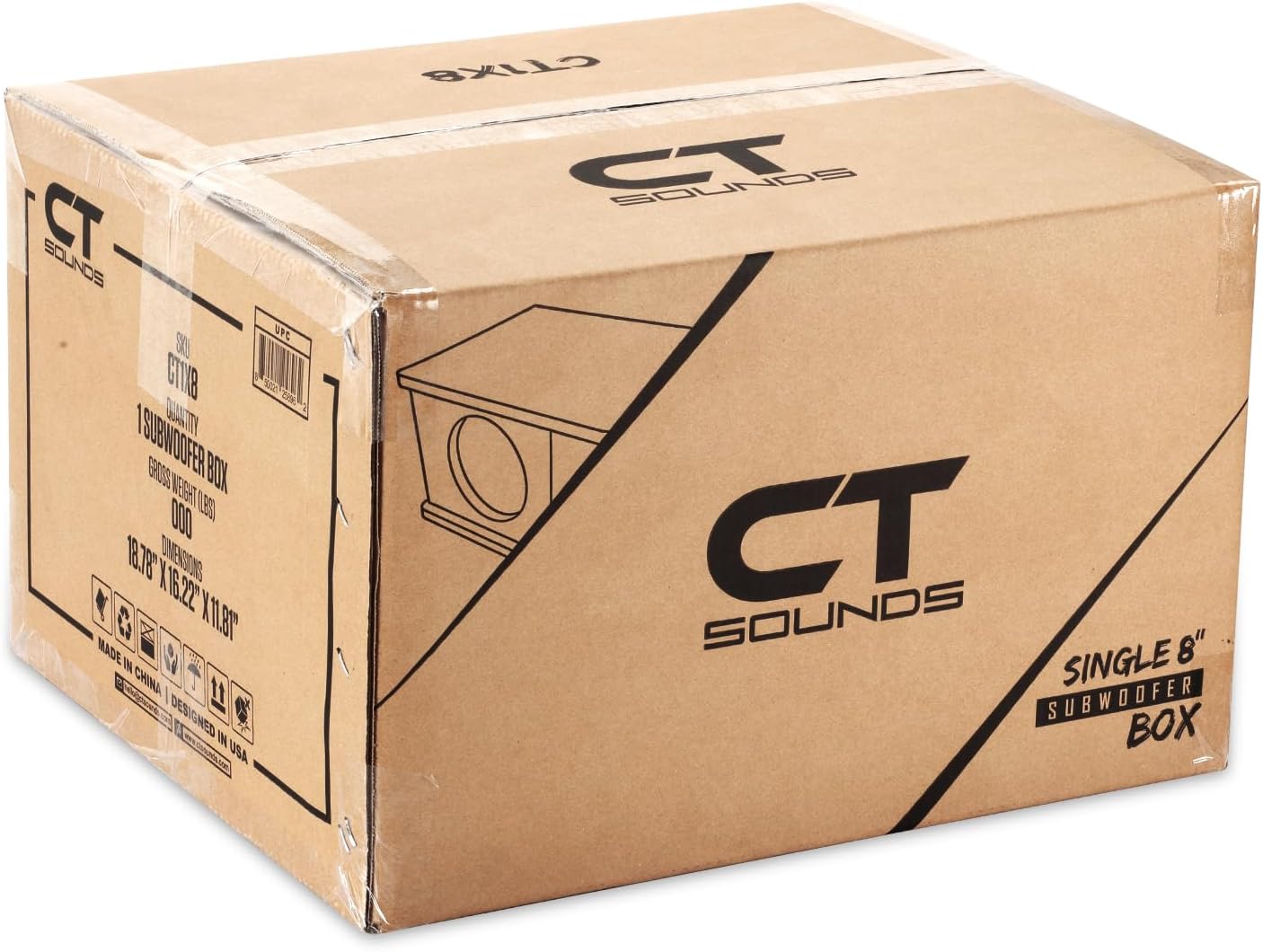 CT Sounds CT1X8 Single 8” Kerf Port Universal-Fit Car Subwoofer Box