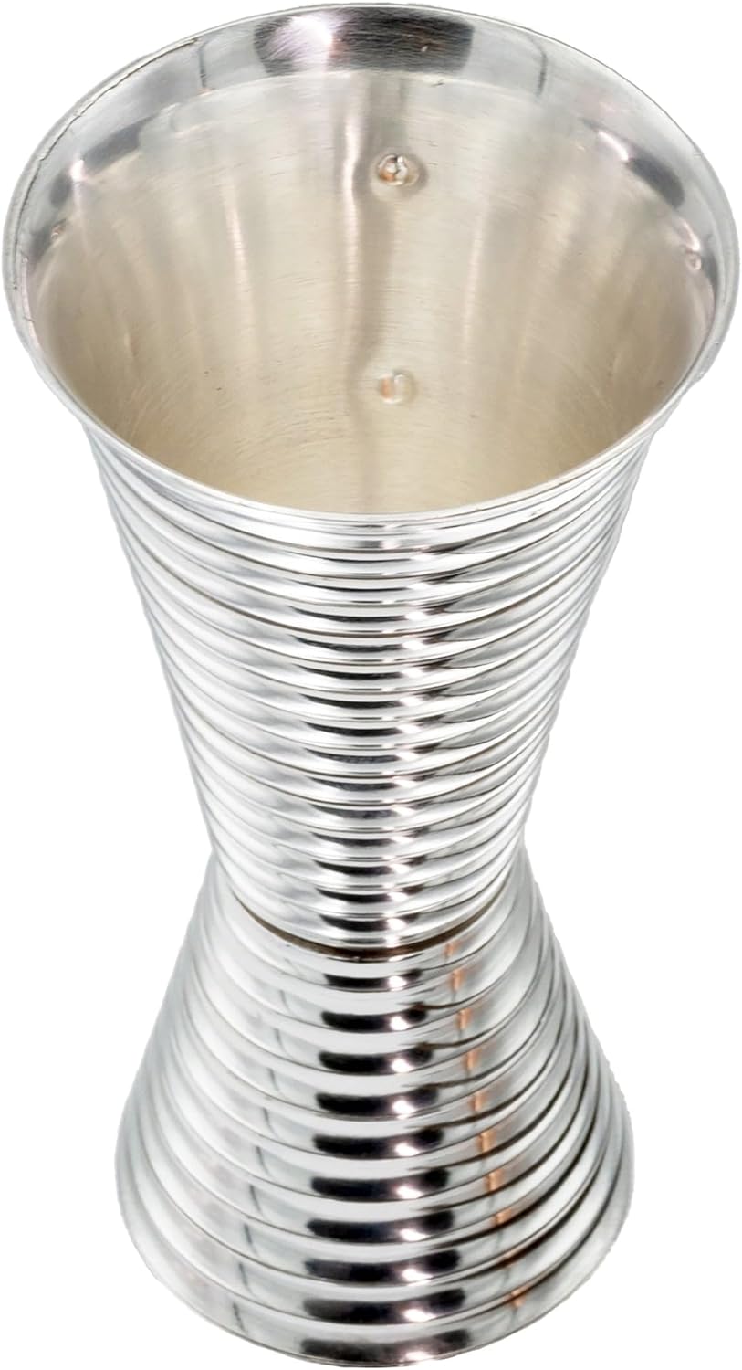 Prince of Scots Fluted Jigger | Pure Copper Jigger with Pure Silver Plate | 1 oz x 2 oz Double Cocktail Jigger | Handcrafted Luxury Bar Tool for Mixology, Home Bar, Entertaining, and Gifting