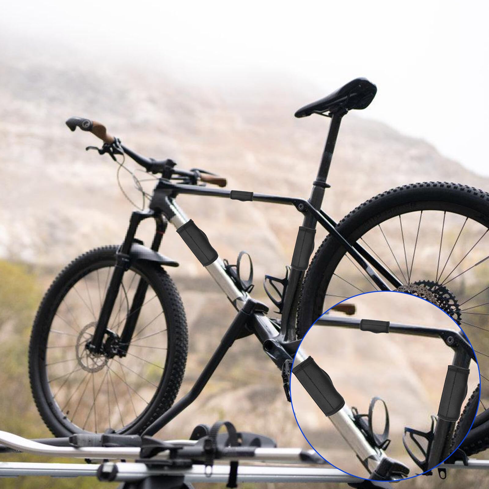 Aicharynic Set di 4 protezioni per telaio per bicicletta, in neoprene e carbonio, adatte per telai in carbonio, per biciclette, MTB, bicicletta per bambini e biciclette elettriche