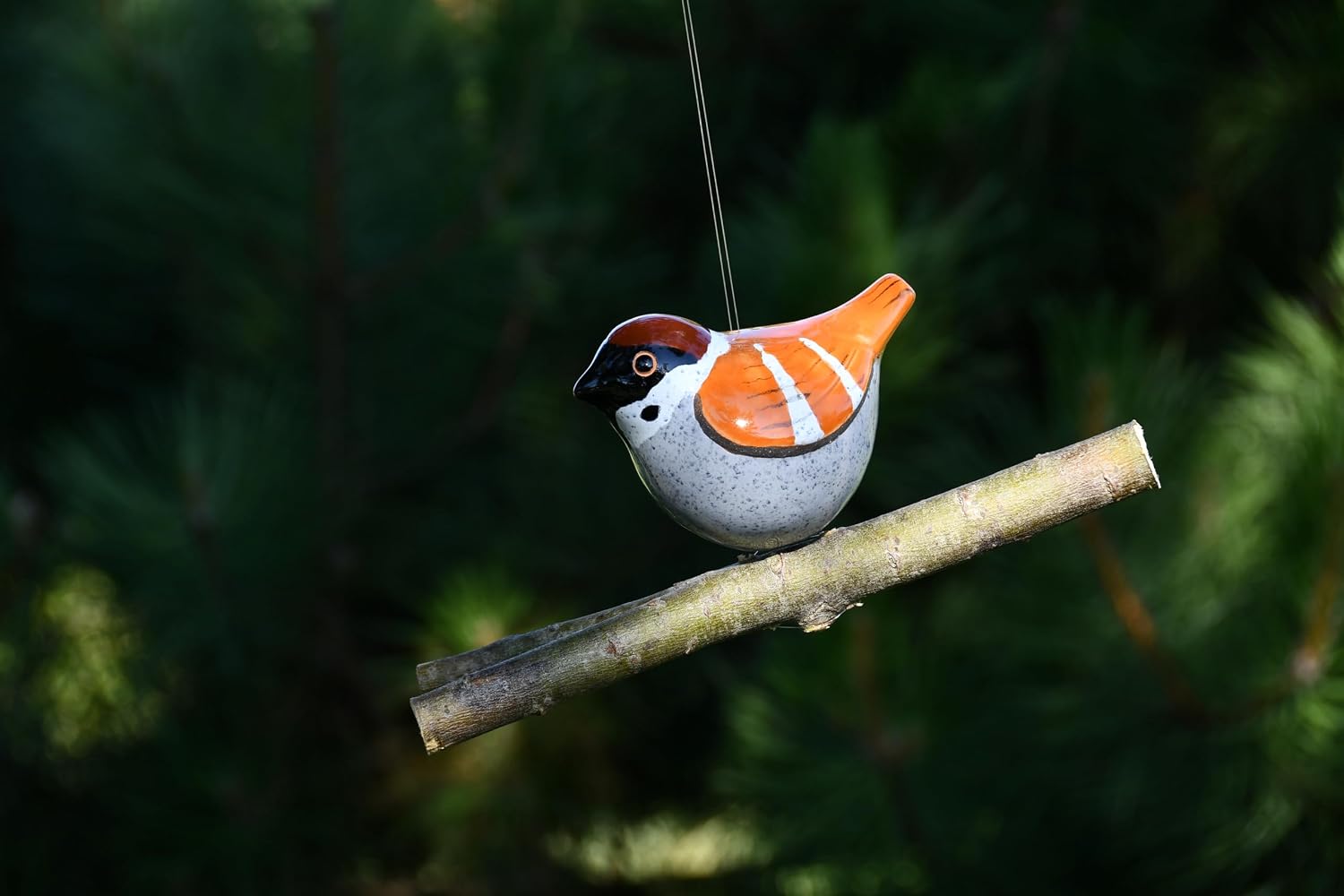 Ceramic Garden Decor - Sparrow Bird Lawn stake - Outdoor statue - Perfect, unique gifts for gardeners woman, men, yard gifts - Handmade, Frostproof, GK607-3
