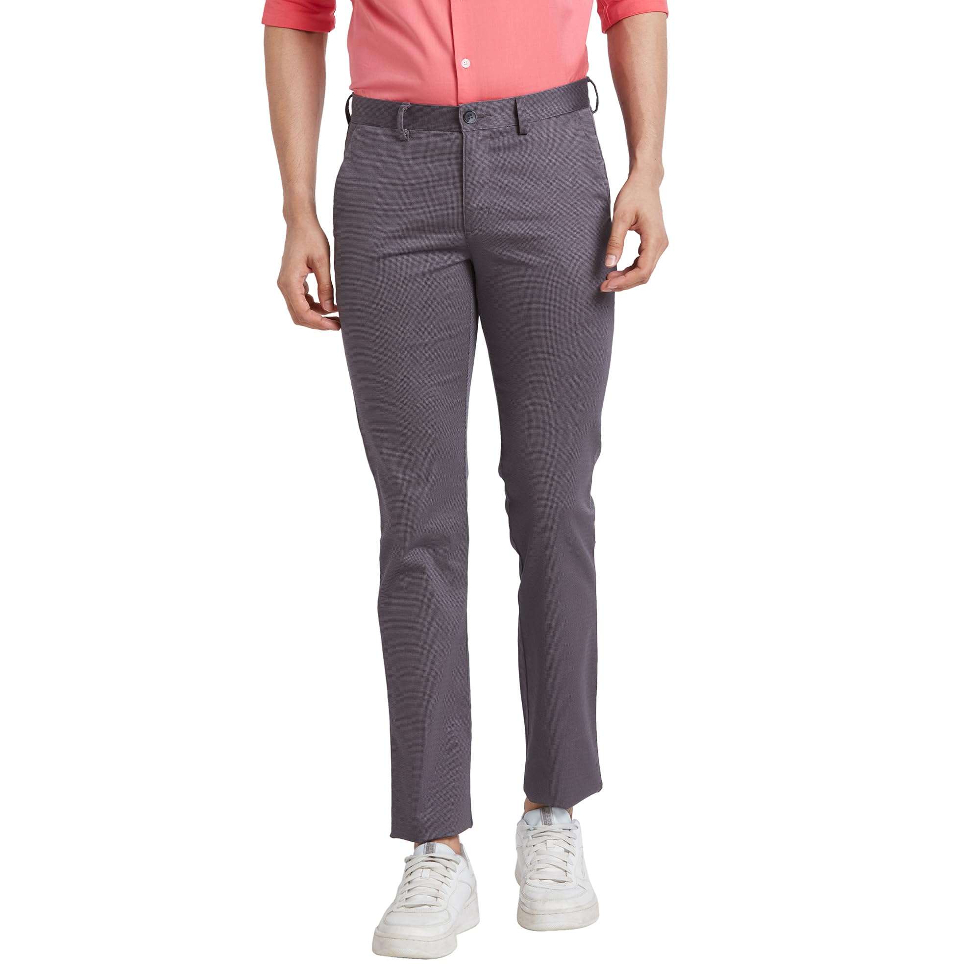 park avenue Men's Slim Fit Mid Rise Print Pattern Neo Fit Cotton Blend Flat Front Chinos-picture-20