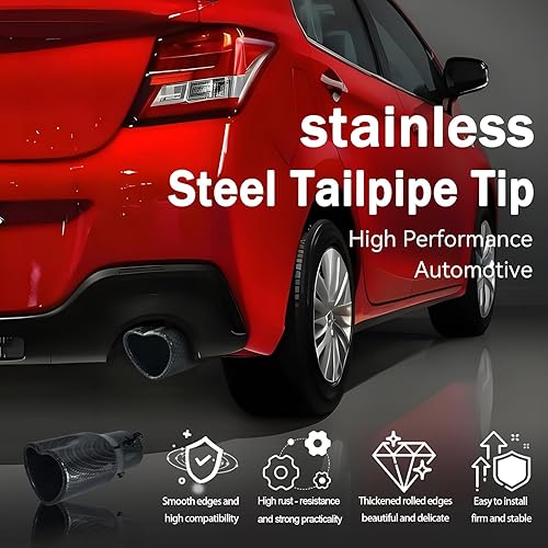 Miniatura 2 de Punta de escape de automóvil de 2.5 pulgadas, entrada de 2.5 pulgadas, tubo de escape universal en forma de corazón, silenciador recto, modificación