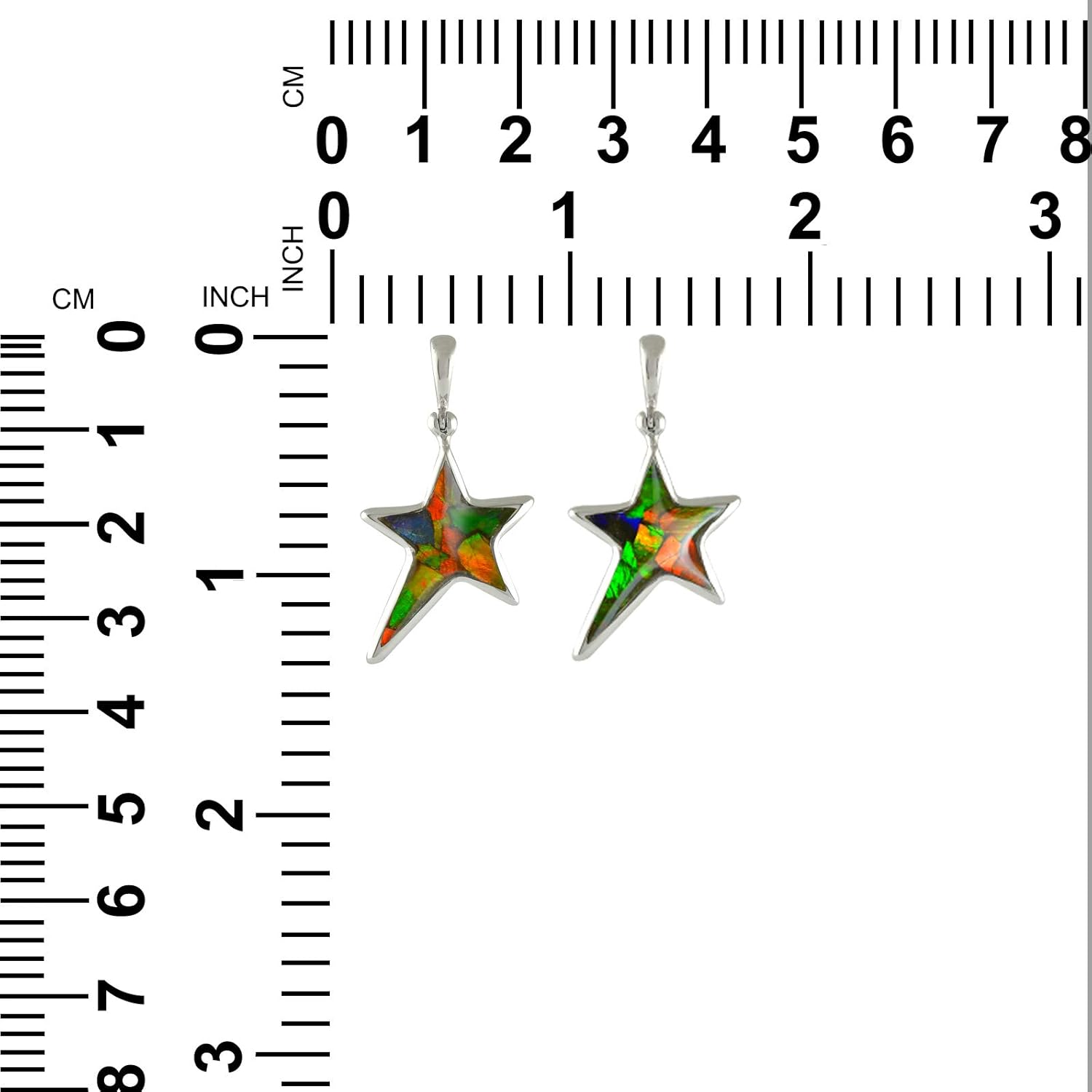 Starborn Ammolite 5-Point Rising Star Pendant in Sterling Silver