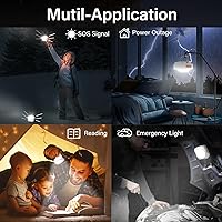 Vista 6 de Luces de campamento recargables FLY2SKY 3 piezas de luces blancas de tienda de campaña mini linterna portátil LED linterna de campamento