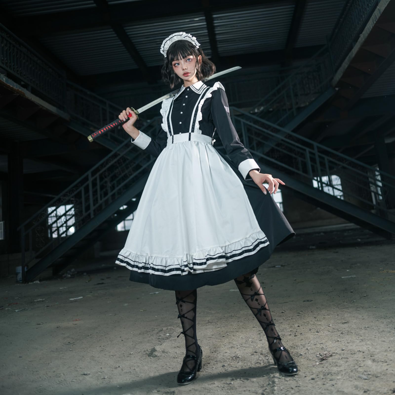 Generisch Damen Kostüm Damen Set mit Flügelärmeln und Strumpfhose, Gruseliges Hexen Outfit inklusive Tattoo Aufkleber für Halloween.