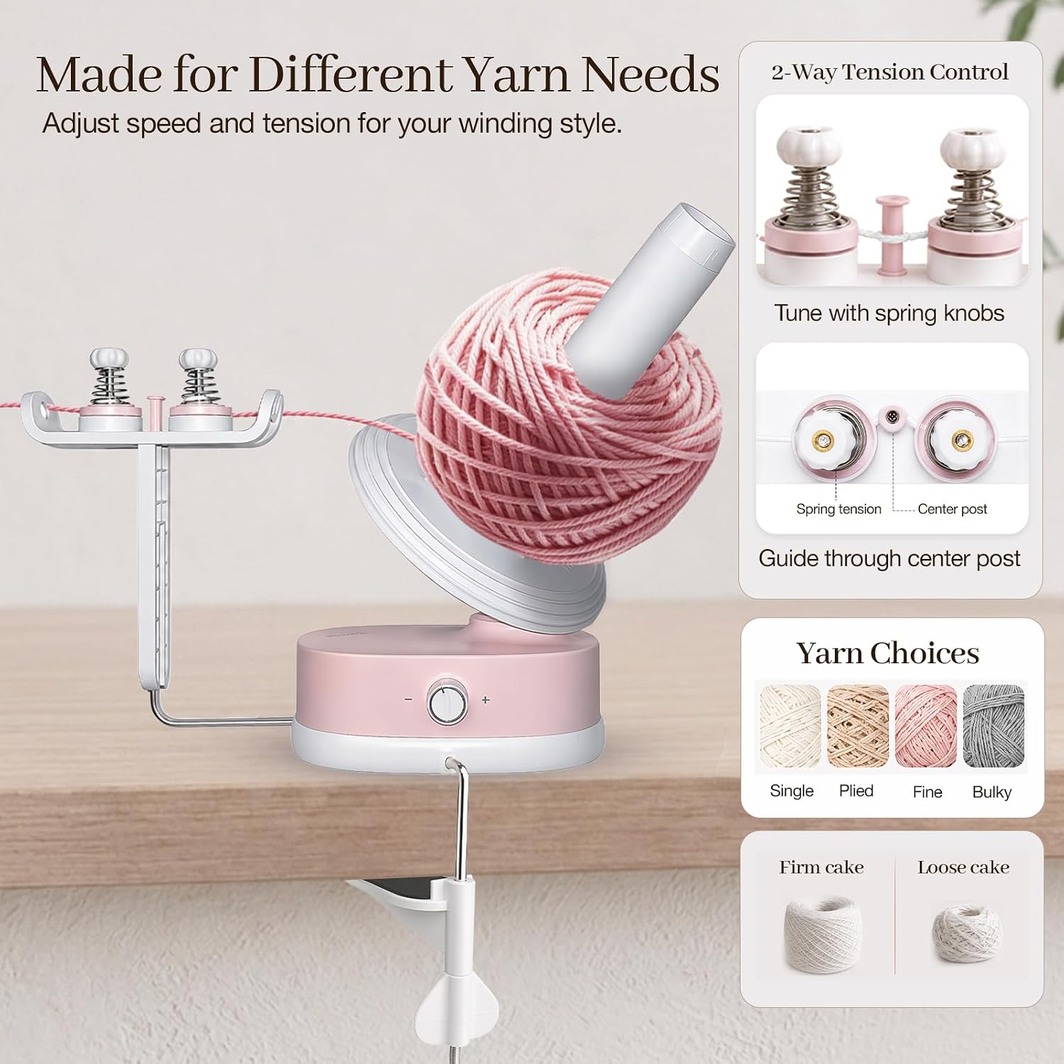 knitly Electric Yarn Winder, Large Capacity Automatic Yarn Ball Winder