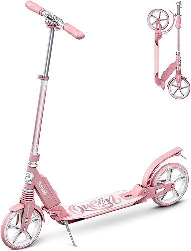 Miniatura 10 de SKIDEE Patinete para Adultos y Adolescentes, Altura Ajustable, Plegable, Ruedas Grandes, Ligero, Duradero, Suspensión Anti-Golpes, Hasta 220 Libras