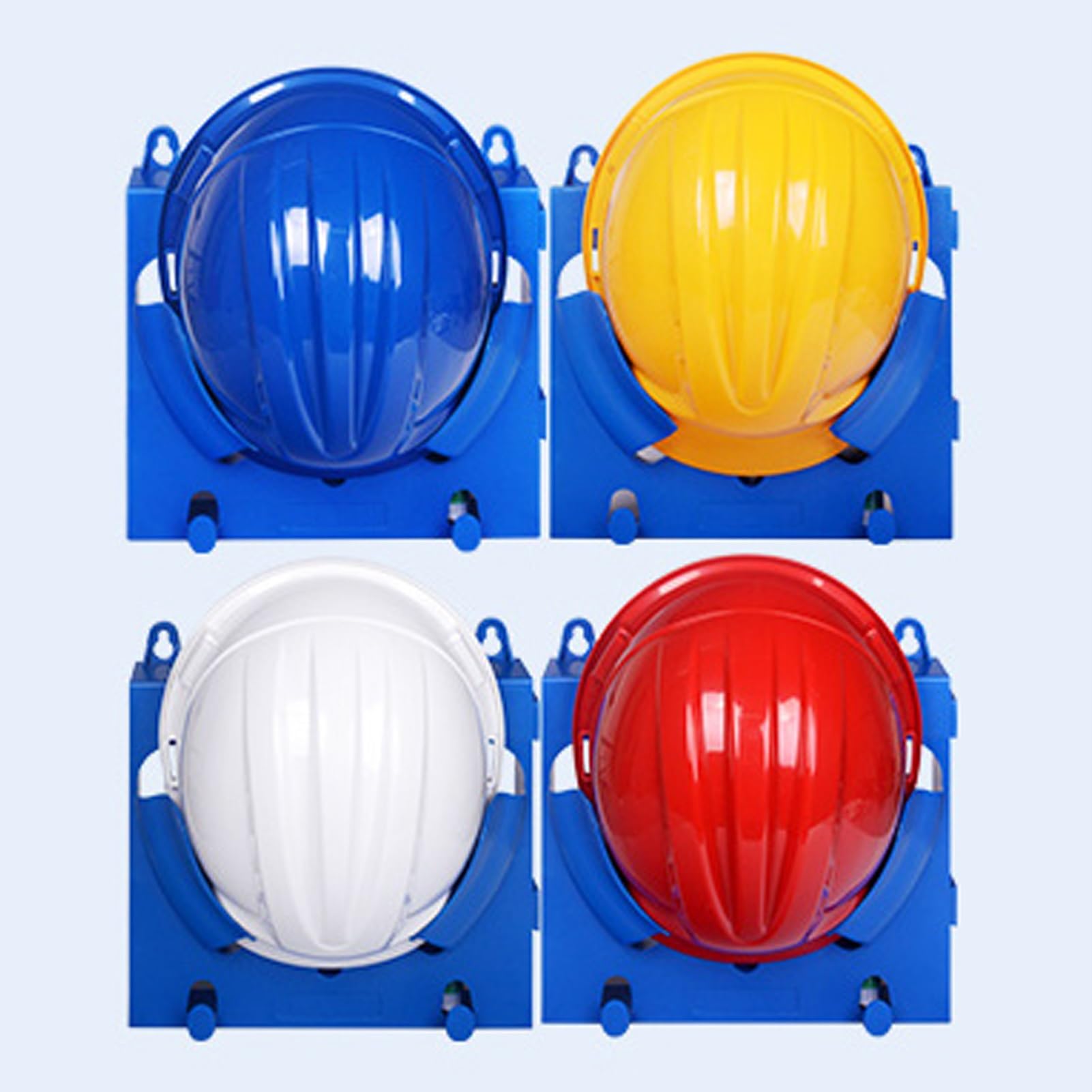 Casco Obra Soporte de Pared para Casco de Seguridad (Paquete de 4, 6, 9 y 12 Unidades), Colgador Apilable para Casco de Motocicleta, Soporte para Gorras de Seguridad(Blue,4 Pack)