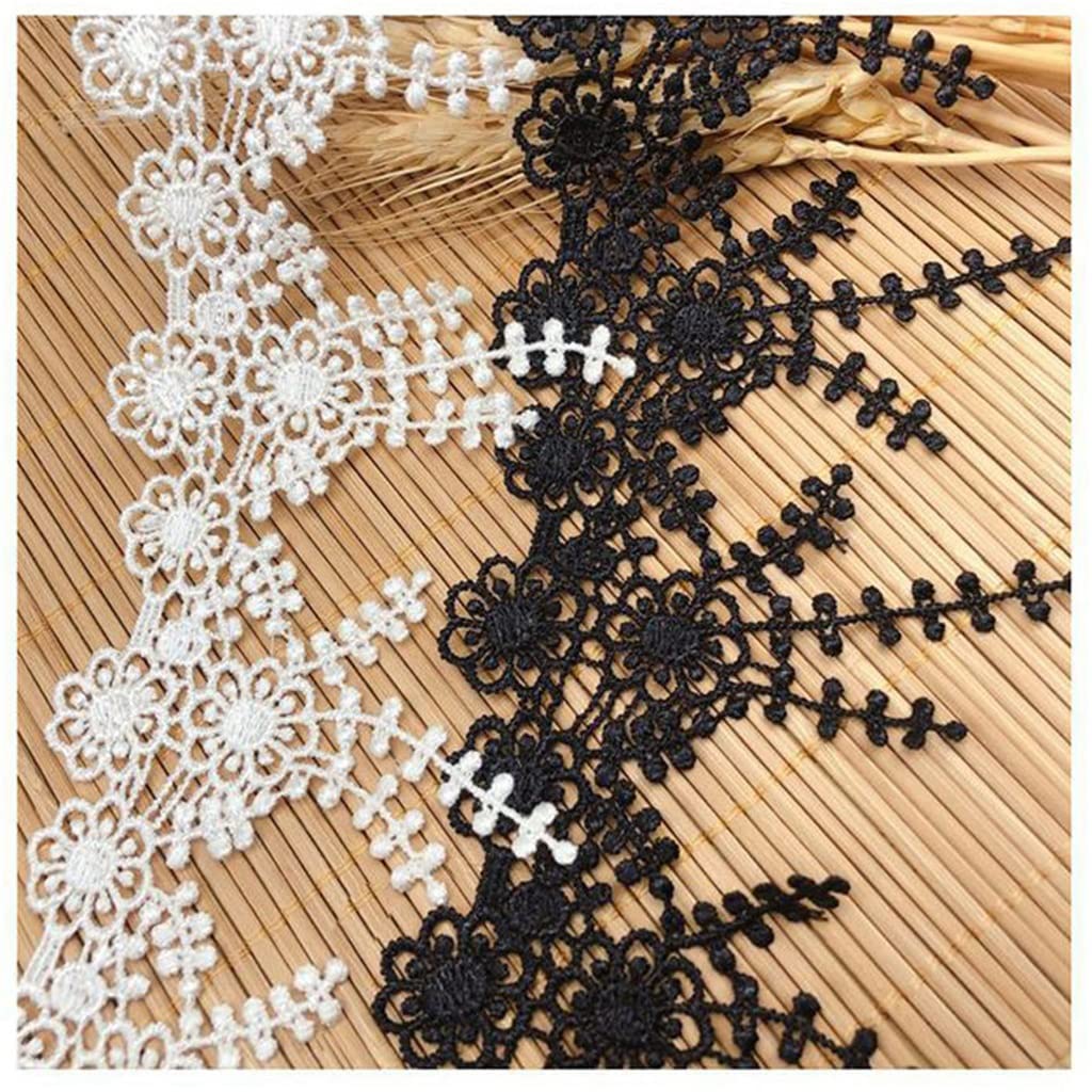 Générique Fleur Gland Dentelle Tissu Garniture Rubans Bricolage Couture À La Main Vêtements Rideau Vêtement Accessoires (Couleur : Noir, Taille : 8cm) (Blanc 8cm)