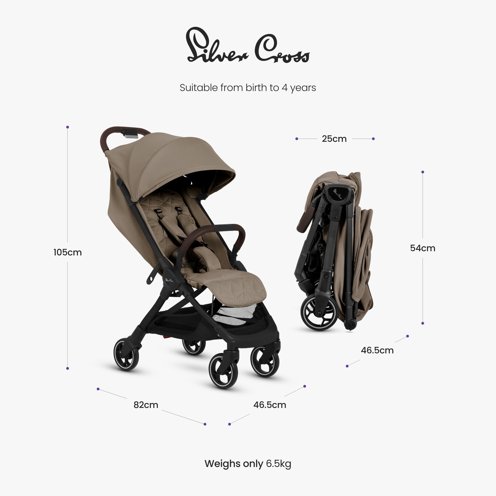 Silver Cross - Clic 2 Compact Stroller & Travel Bag - Travel Stroller For Life On The Go - Foldable & Lightweight - Suitable From Birth To 4 years - Cobble — view 4