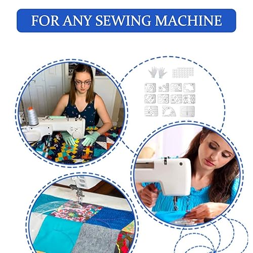 Miniatura 7 de El juego de 15 plantillas de acolchado de movimiento libre incluye 11 plantillas de acolchado, 2 hojas48 calcomanías de acolchado antideslizantes y