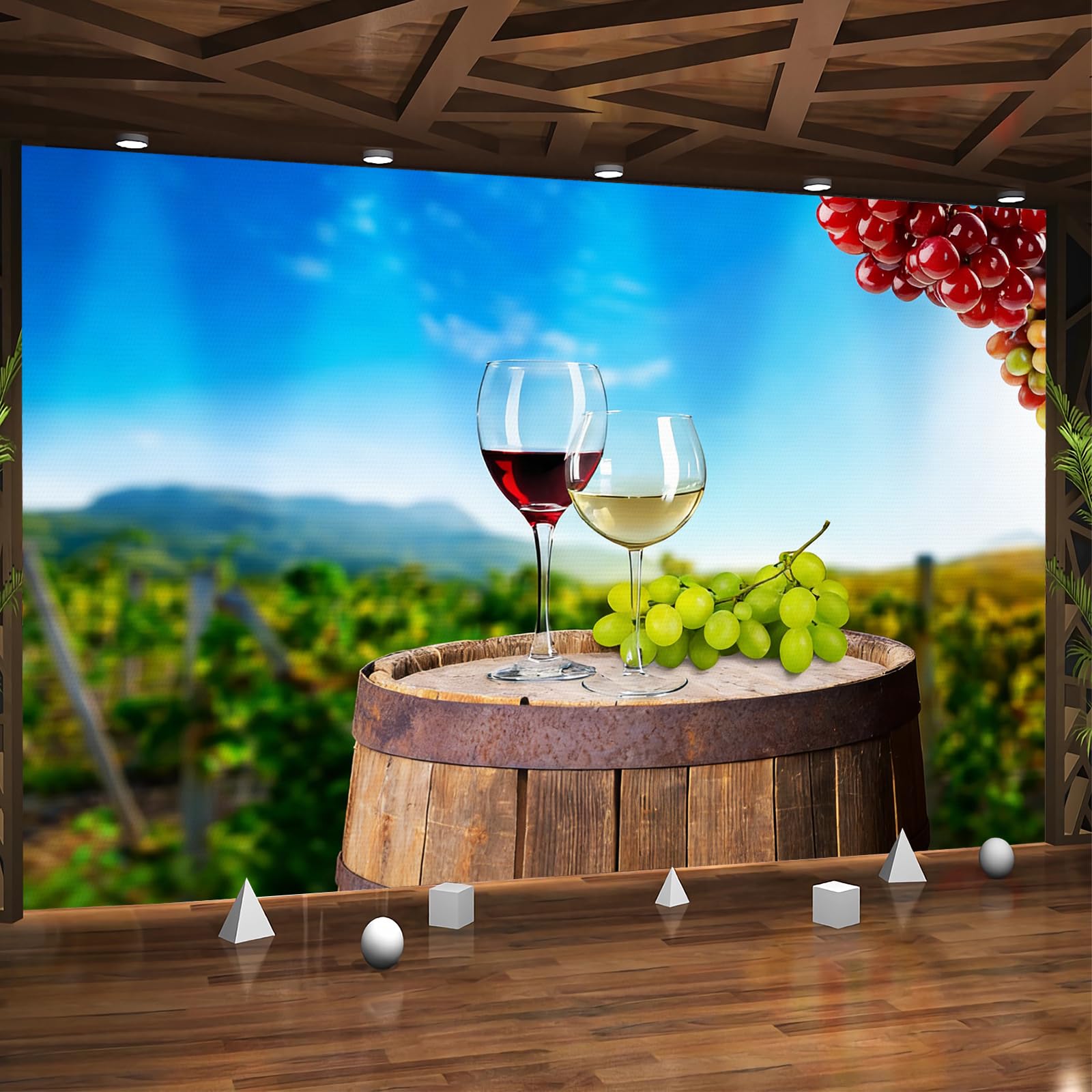 Carta da parati effetto 3D Vino 350 x 256 cm Murale Non Tessuto Stile Pastorale Fotomurale Stampa HD Moderna Poster Per Soggiorno E Camera Da Letto Design 1M3963