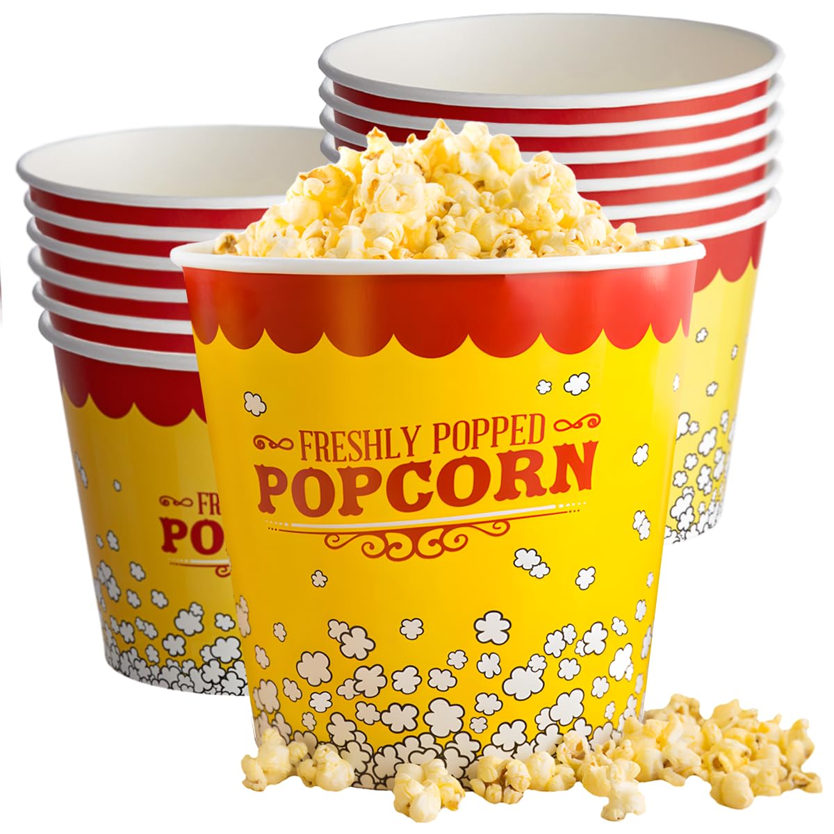 32 oz. Popcorn Bucket, Movie Popcorn Boxes, Popcorn Containers, Commercial Popcorn Buckets, Popcorn Tubs, Perfect for, Home, Theatre, Circus, Party, Movie Night, Carnival - 500 Pack