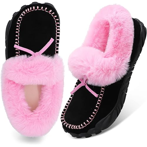 BARERUN Womens Moccasin Snow Boots Warm Winter Boots Ankle Boots for Women Outdoor Fur Lined Womens Shoes Slippers