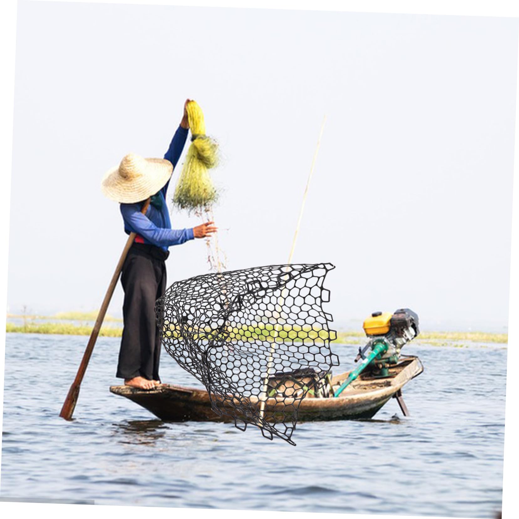Pesca Plegable con Malla de de Repuesto para Captura Segura de Peces Ligera Drenaje Rápido para Actividades de Pesca