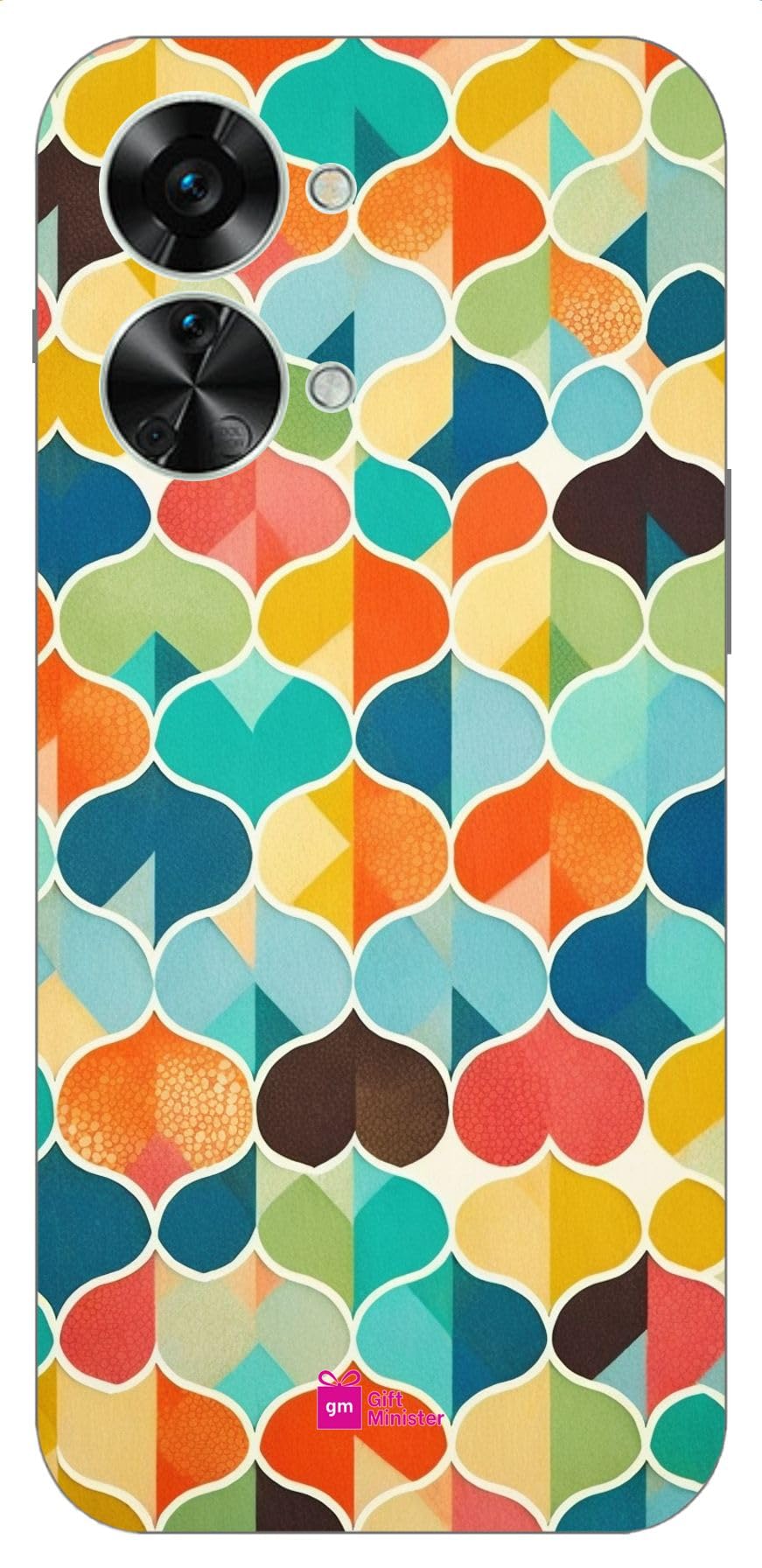 Gift MinisterHard Designer Mobile Case for One Plus Nord 2T 5G Back Cover Teal - Japanese Paper Fabric Pattern Bright Summer Cool Camera Protection Clear Shockproof Anti-Fingerprint 1Pcs 1701L