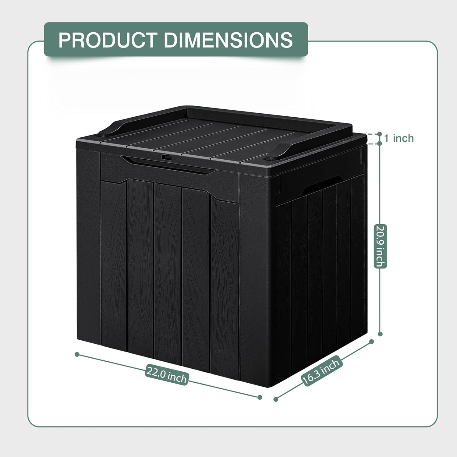 GUNJI 30 Gallon Small Deck Box Outdoor Waterproof Resin Storage Box Lockable Storage Container Outside Package Delivery Box (Black)