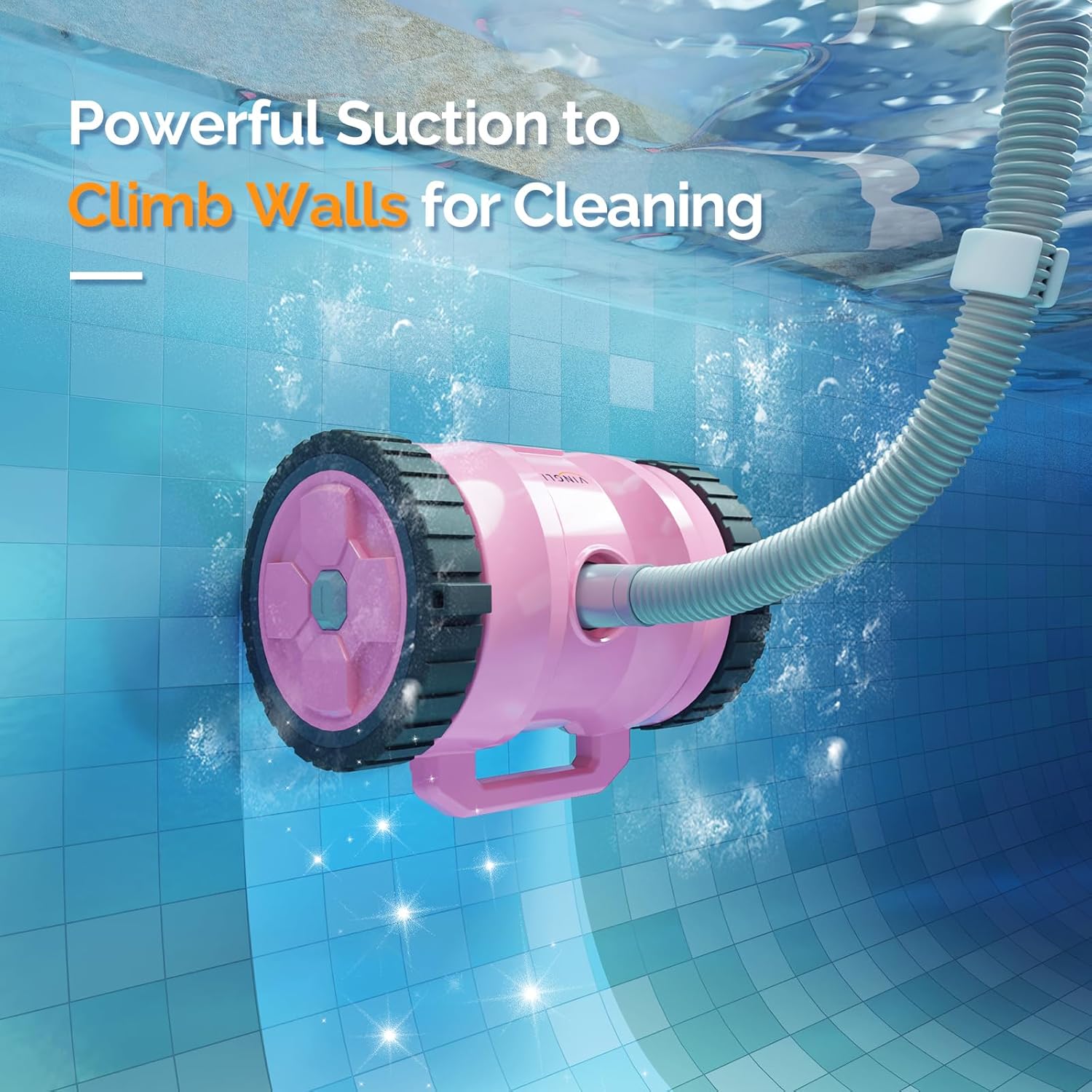 Automatic Suction-Side Pool Cleaner for Inground Swimming Pools - Powerful Wall-Climbing Vacuum with 39.6ft Tangle-Free Hose