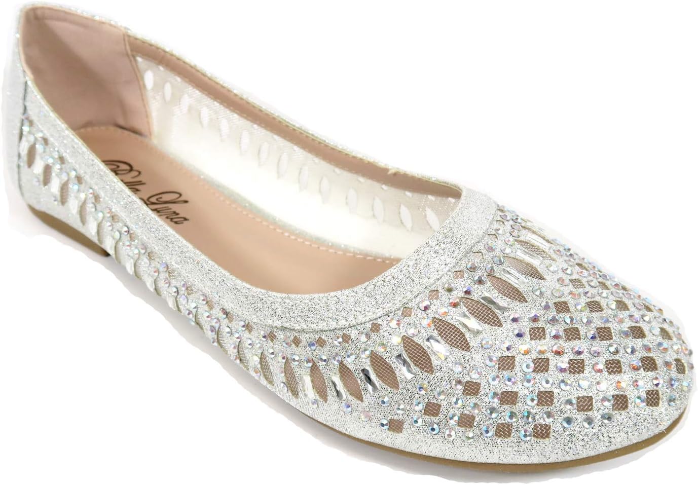 ANNA Walstar Women Basic Glitter Mesh Flat Slip on Shoes