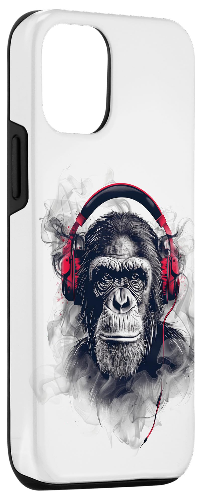 iPhone 15 Chimp Monkey with red headphones Case - Image 3