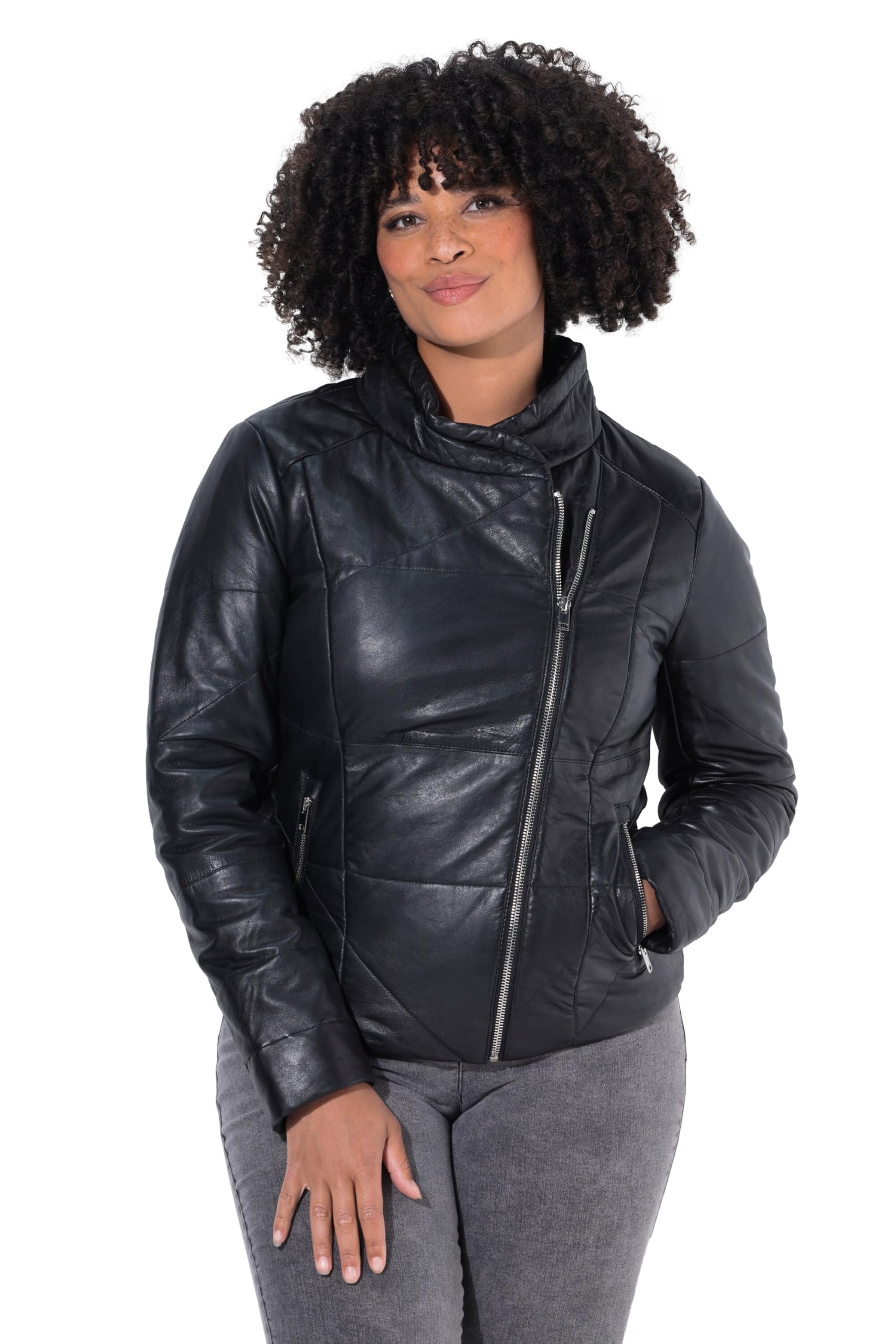 Angel of Style Damen große Größen Übergrößen Plus Size Lederjacke, Stepp, Metallzipper 843582