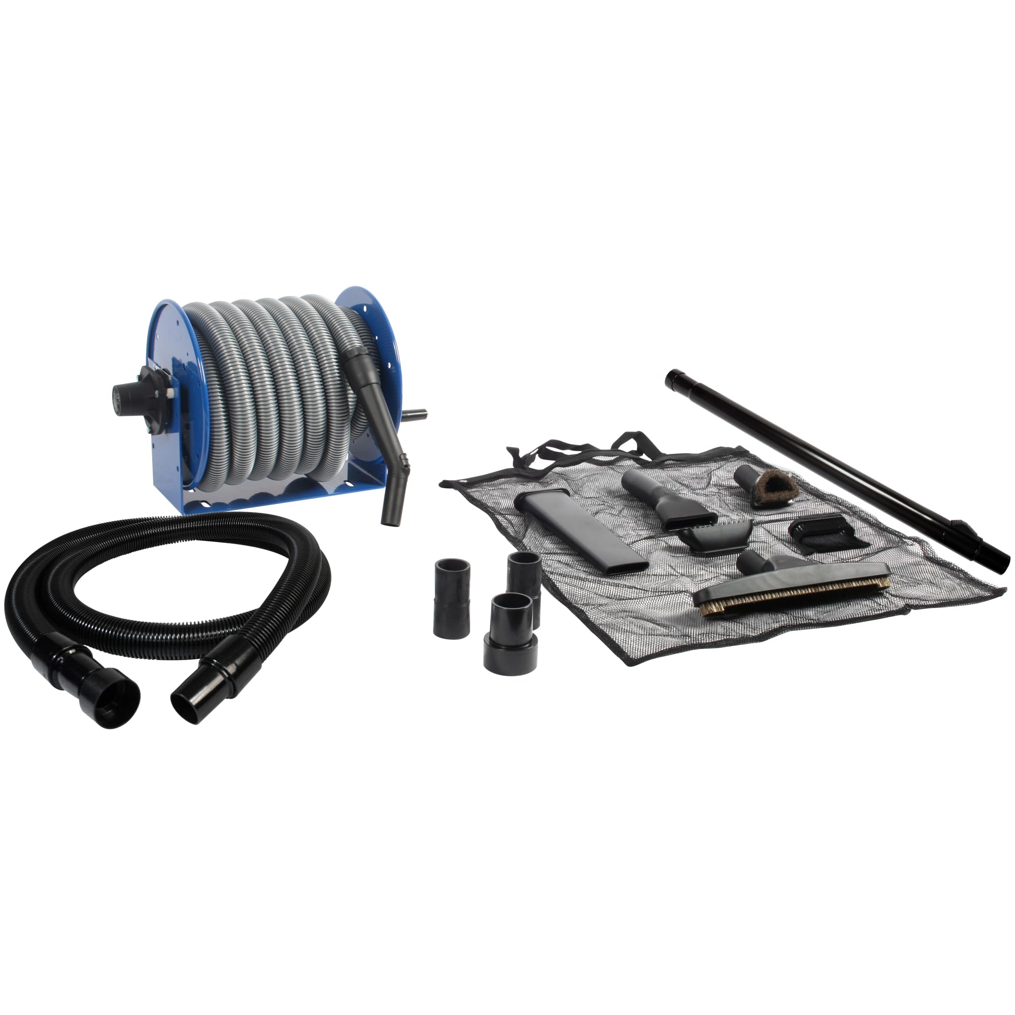 Cen-Tec Systems Gray Industrial Steel Reel With 30 Ft. Hose And Garage Attachment Kit For Wet/Dry Vacuums