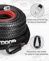 Vista 6 de DAYDOOR Cuerda sintética de cabrestante, 3/8 pulgadas x 92 pies, línea de cabrestante sintética de 25,500 LBS, cable de cabrestante sintético