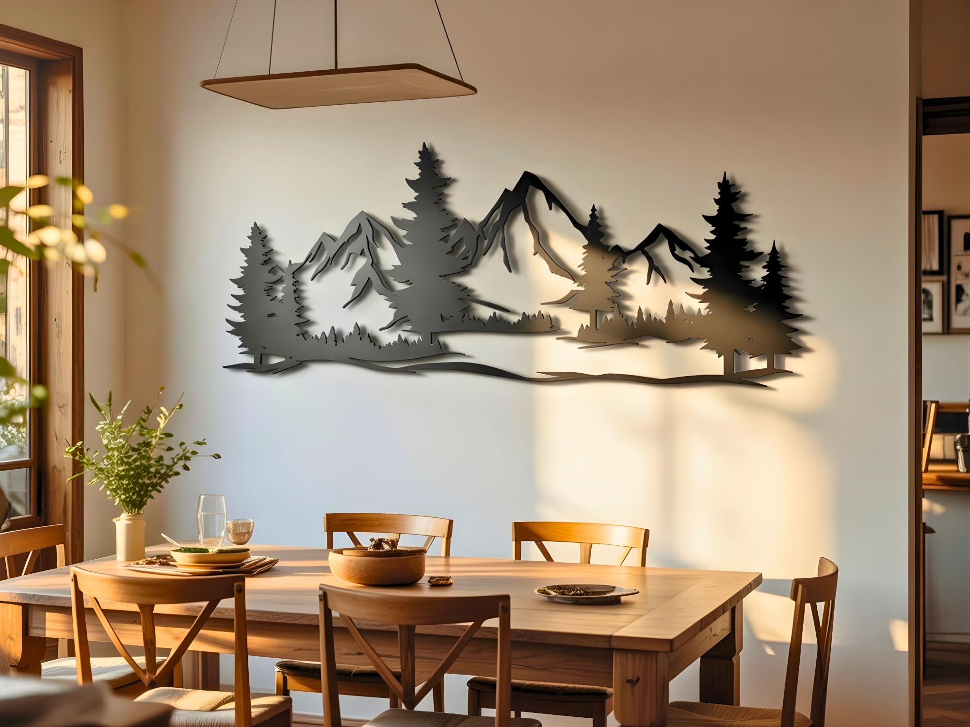 Vailla Tableau Decoration Murale Montagne 3D Deco Murale Salon Salle de Bain Chambre Cadre Décoration Chambre Triptyque Mural Bois