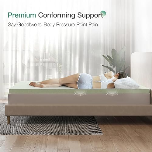 Miniatura 2 de Novilla Cubrecolchón de espuma viscoelástica de gel de 3 pulgadas para un sueño fresco y alivio de presión, cubrecolchón individual XL en una caja,