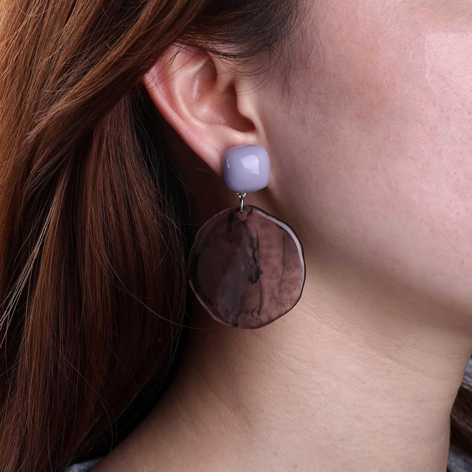 Vintage Round Resin Dangle Earrings Green Acrylic Circle Earrings Large Acrylic Circle Drop Earrings Statement Geometric Earrings Jewelry for Women - Image 2