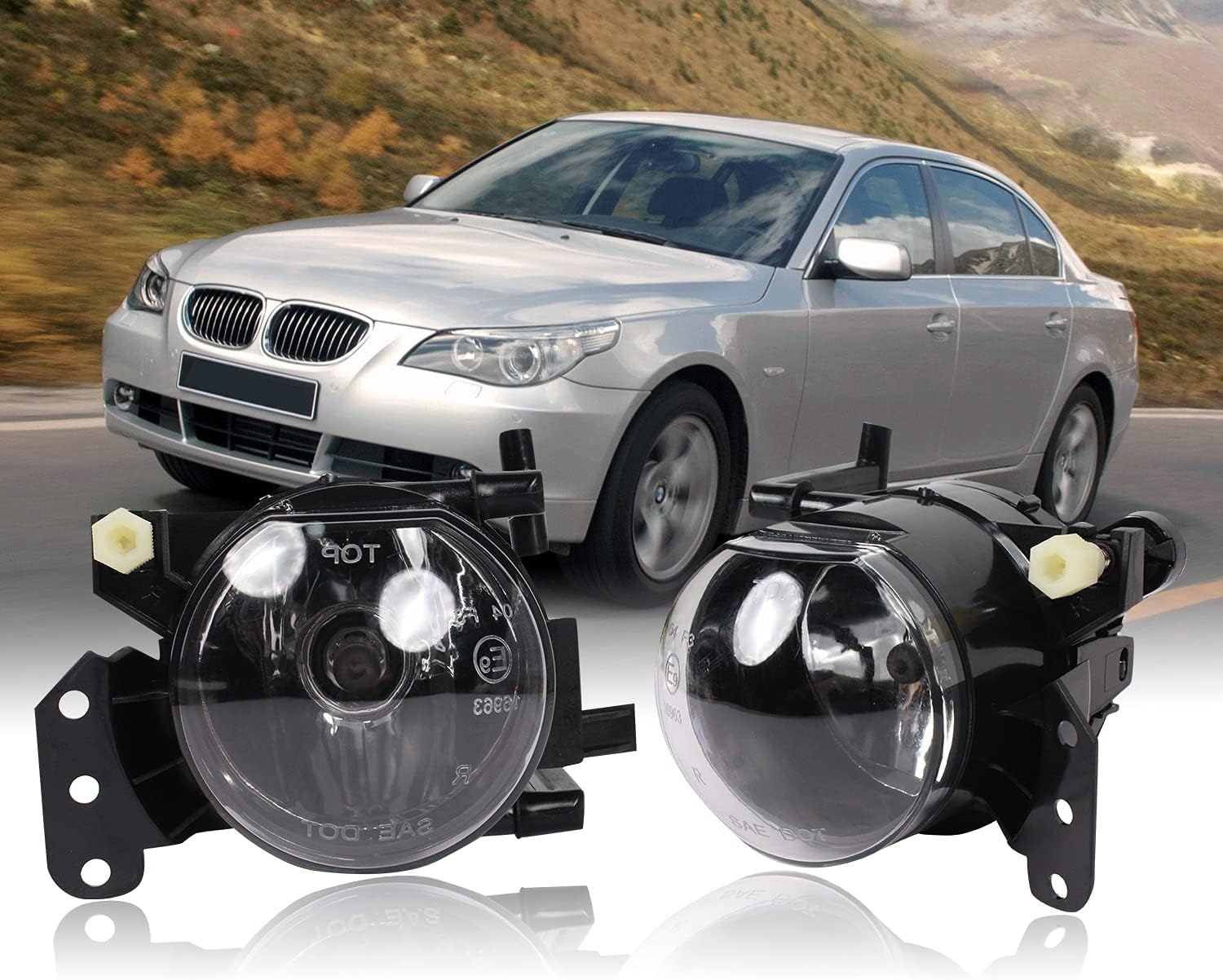 Fog Lights For E60 E61 525i 525xi 530i 530xi 545i 2004-2007 BMW 5 Series/ E90 E91 325i 325xi 328i 330i 330xi 335d 335i 335xi 06-12 3Series w/Sport Pkg 325ci 330ci Clear