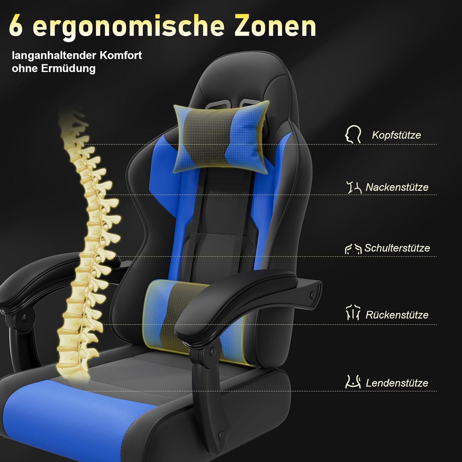 JETSTREAM Poltrona Gaming Ergonomica Con Poggiapiedi - Sedia gaming - Immagine 3