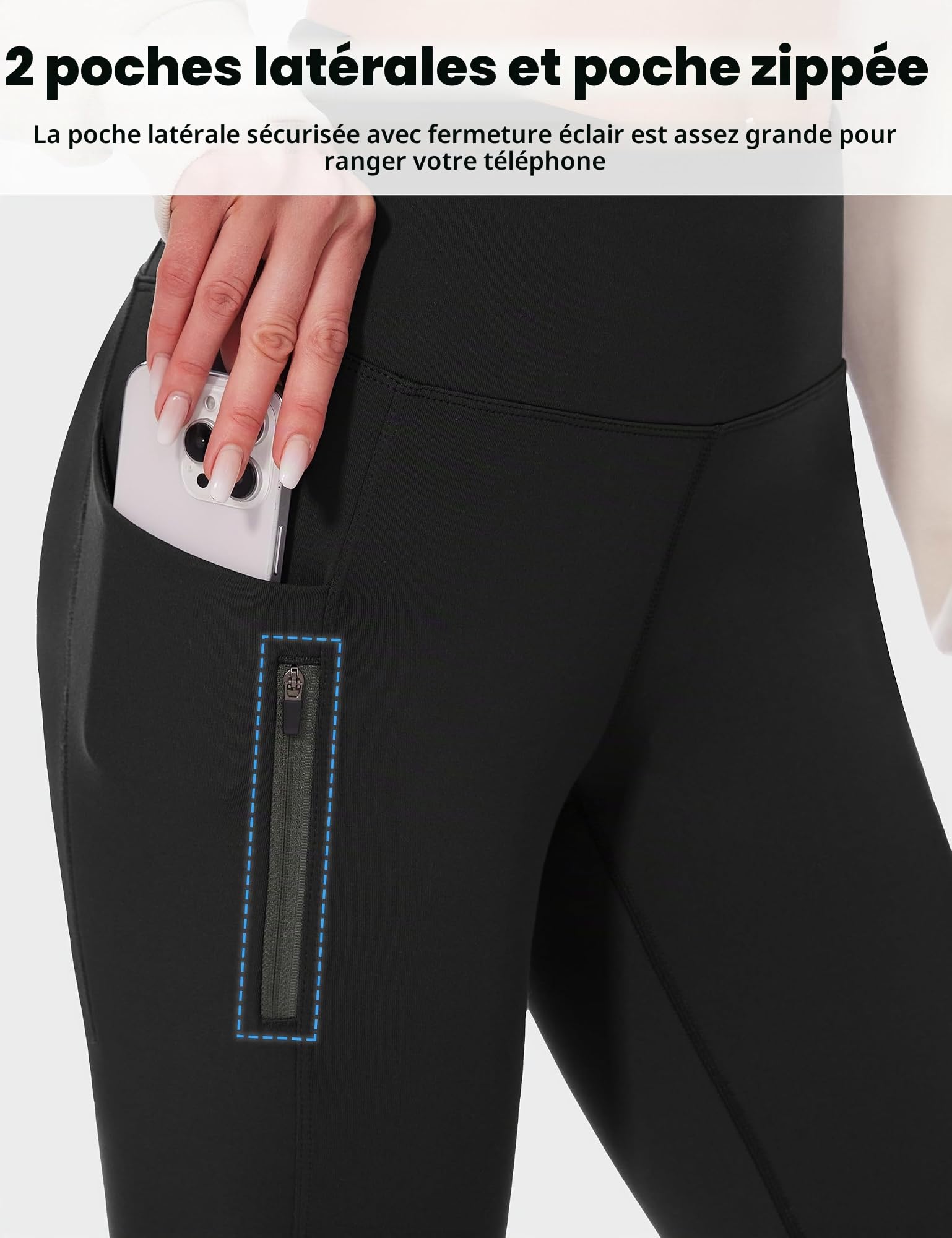 Desol Pantalon de randonnée doublé en polaire pour femme, pantalon d'hiver évasé taille haute en polaire, pantalon de neige imperméable et thermique avec poches à fermeture éclair