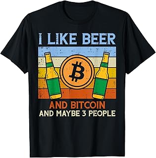 Beer Bitcoin 3 People Funny Crypto Cryptocurrency Men Women T-Shirt