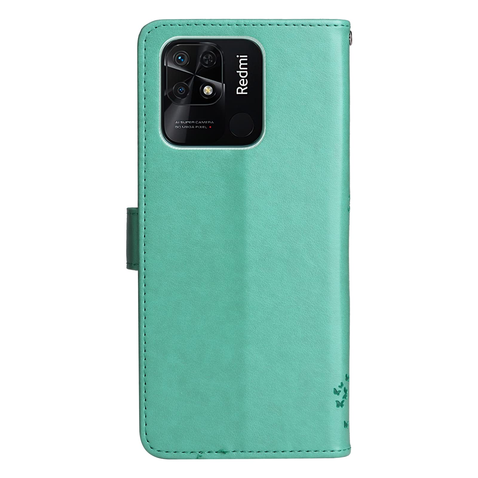 VEEMOS Custodia per Xiaomi Redmi 10C, pieghevole, con scomparto per carte di credito, in pelle, a portafoglio, da donna