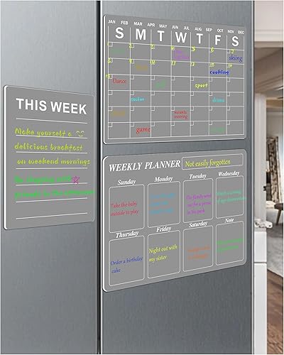 Calendario adhesivo para nevera, calendario de borrado en seco, calendario transparente y no magnético para pared, cocina, oficina, escuela